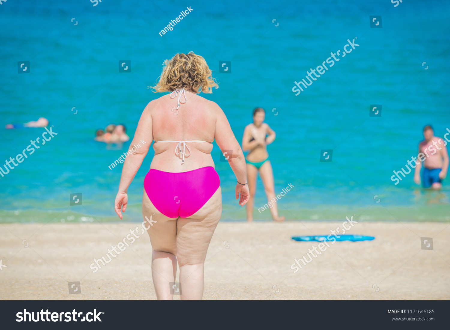 fat woman bikini beach