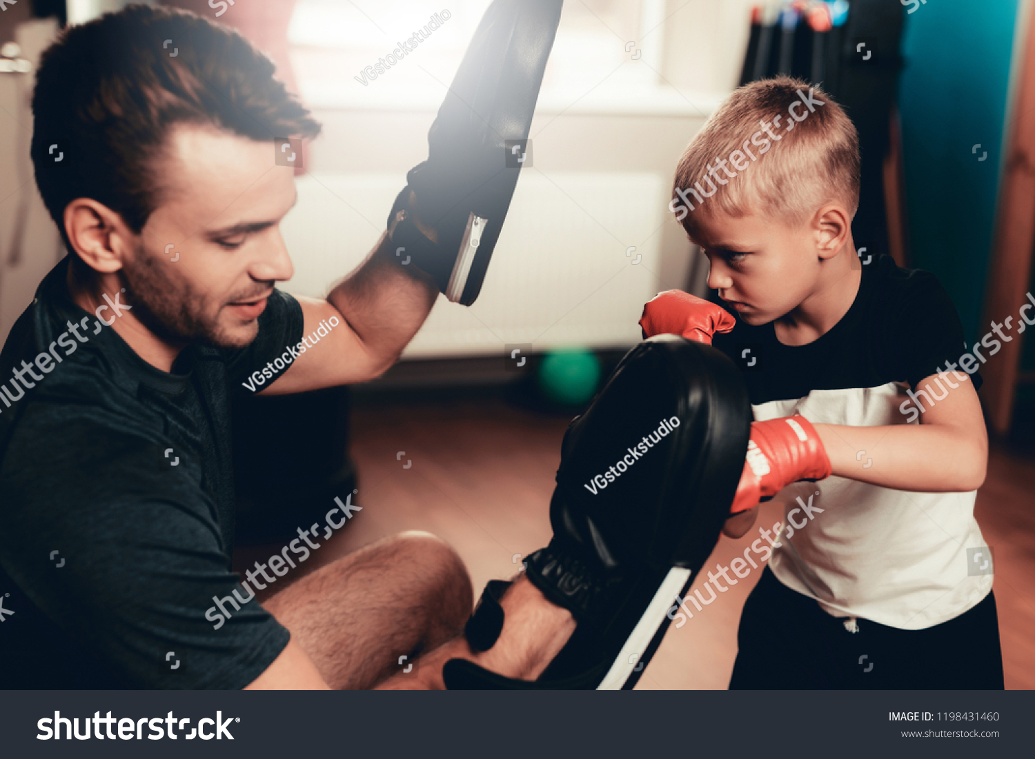 Father Son Boxing Exercises Training Gym Stock Photo (Edit Now) 1198431460