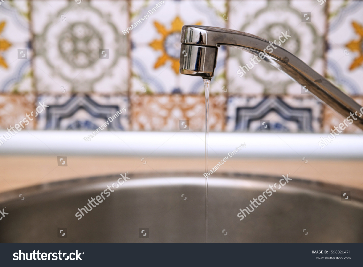 Faucet Dripping Water Kitchen Stock Photo 1598020471 Shutterstock   Stock Photo Faucet With Dripping Water In Kitchen 1598020471 