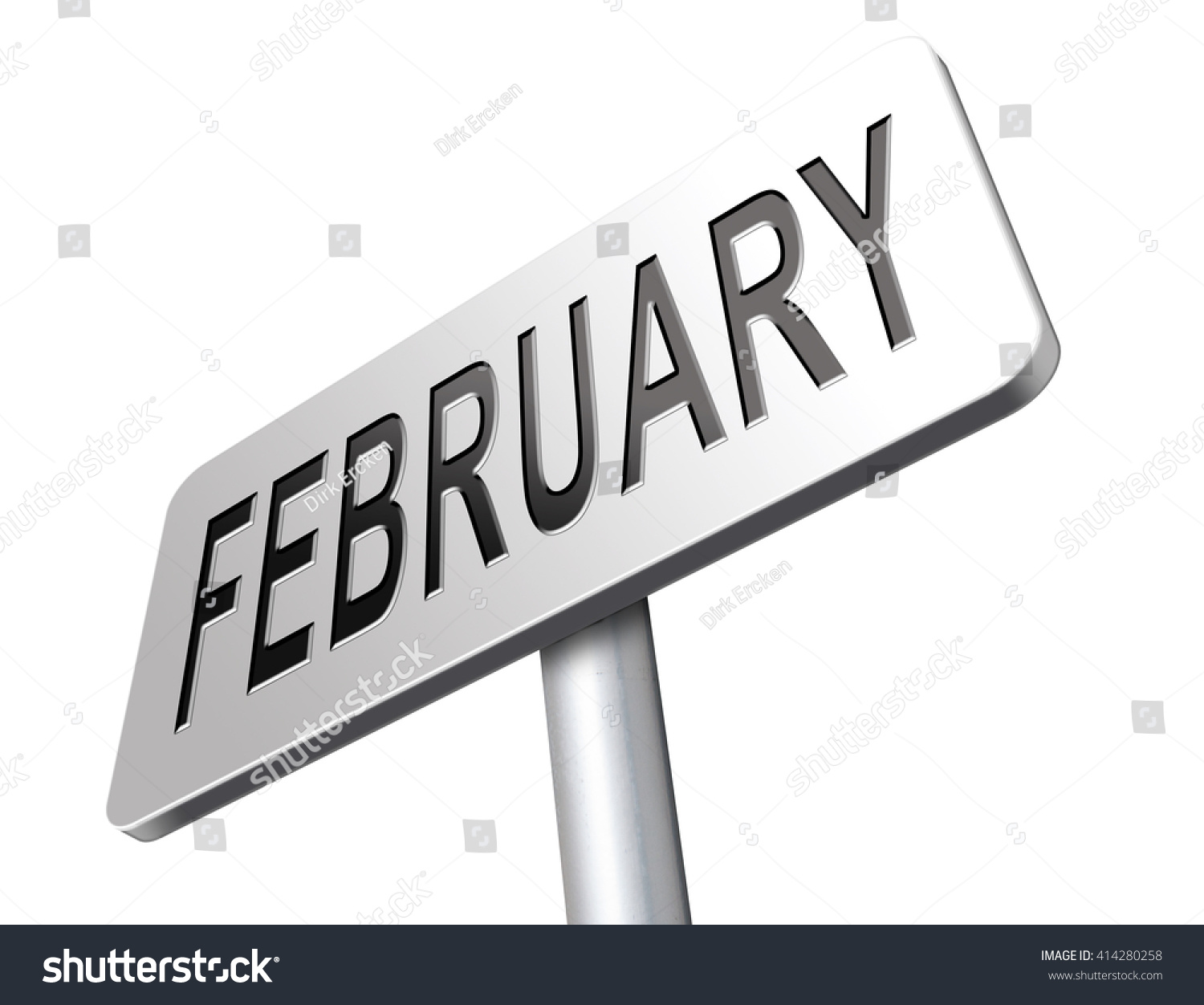 February Cold Winter Month Road Sign Stock Illustration 414280258
