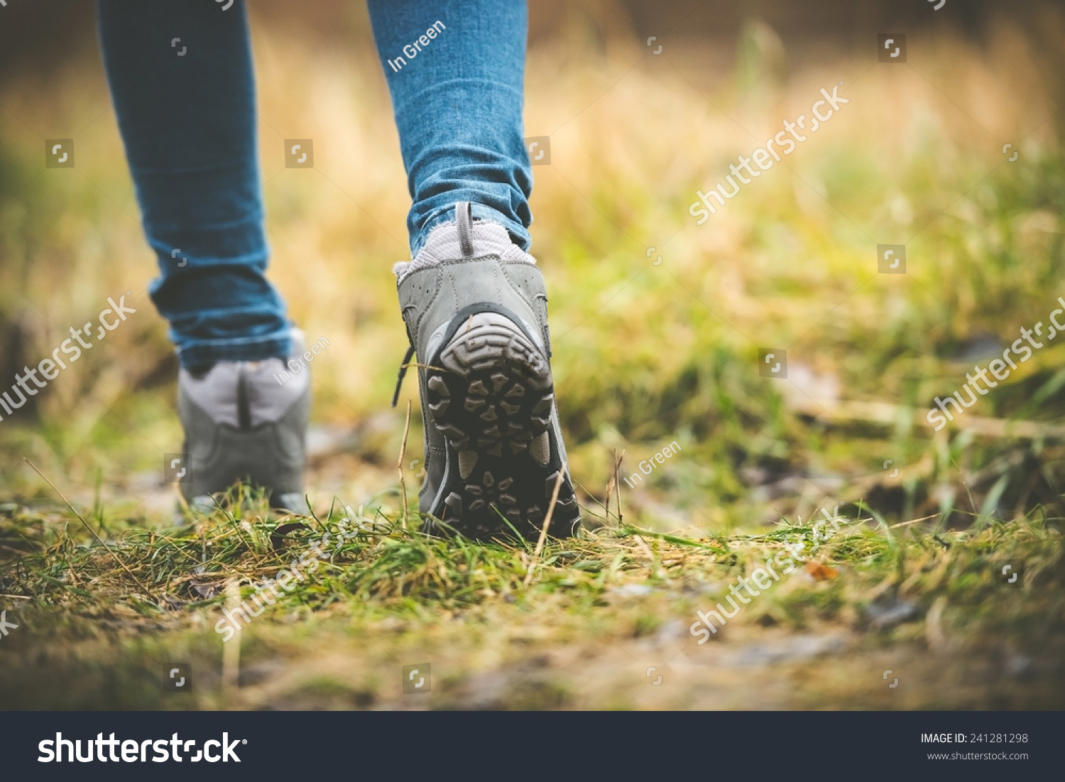 Feet Shoes On Forest Path Stock Photo 