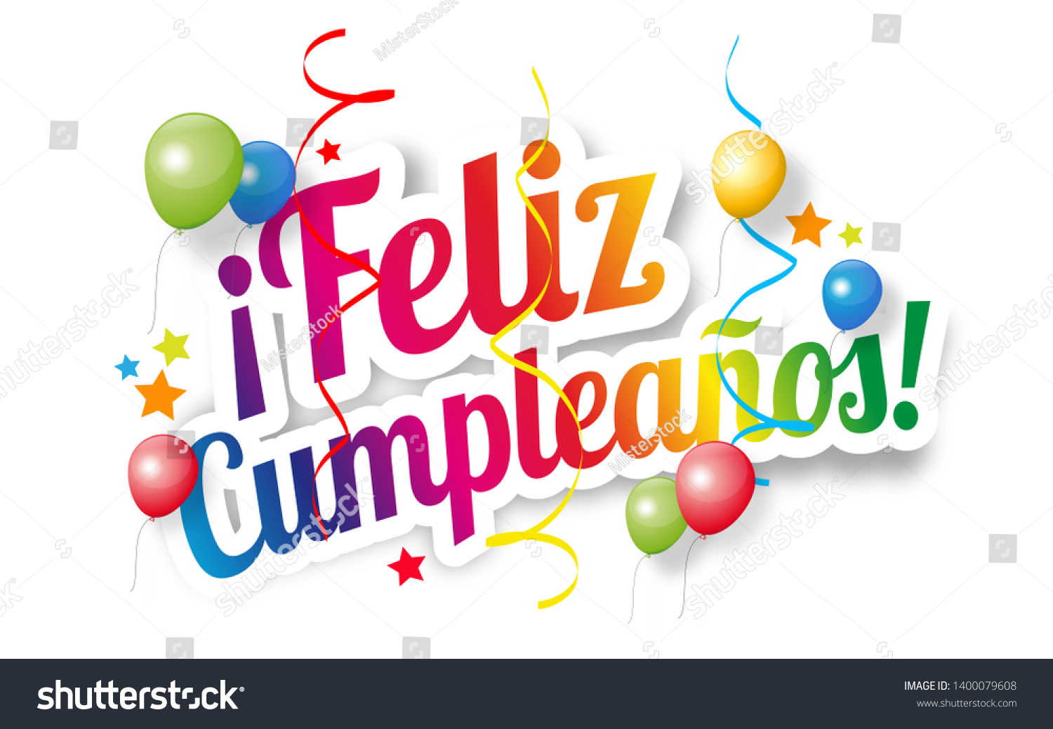 Feliz Happy Birthday Spanish Language Stock Illustration 1400079608