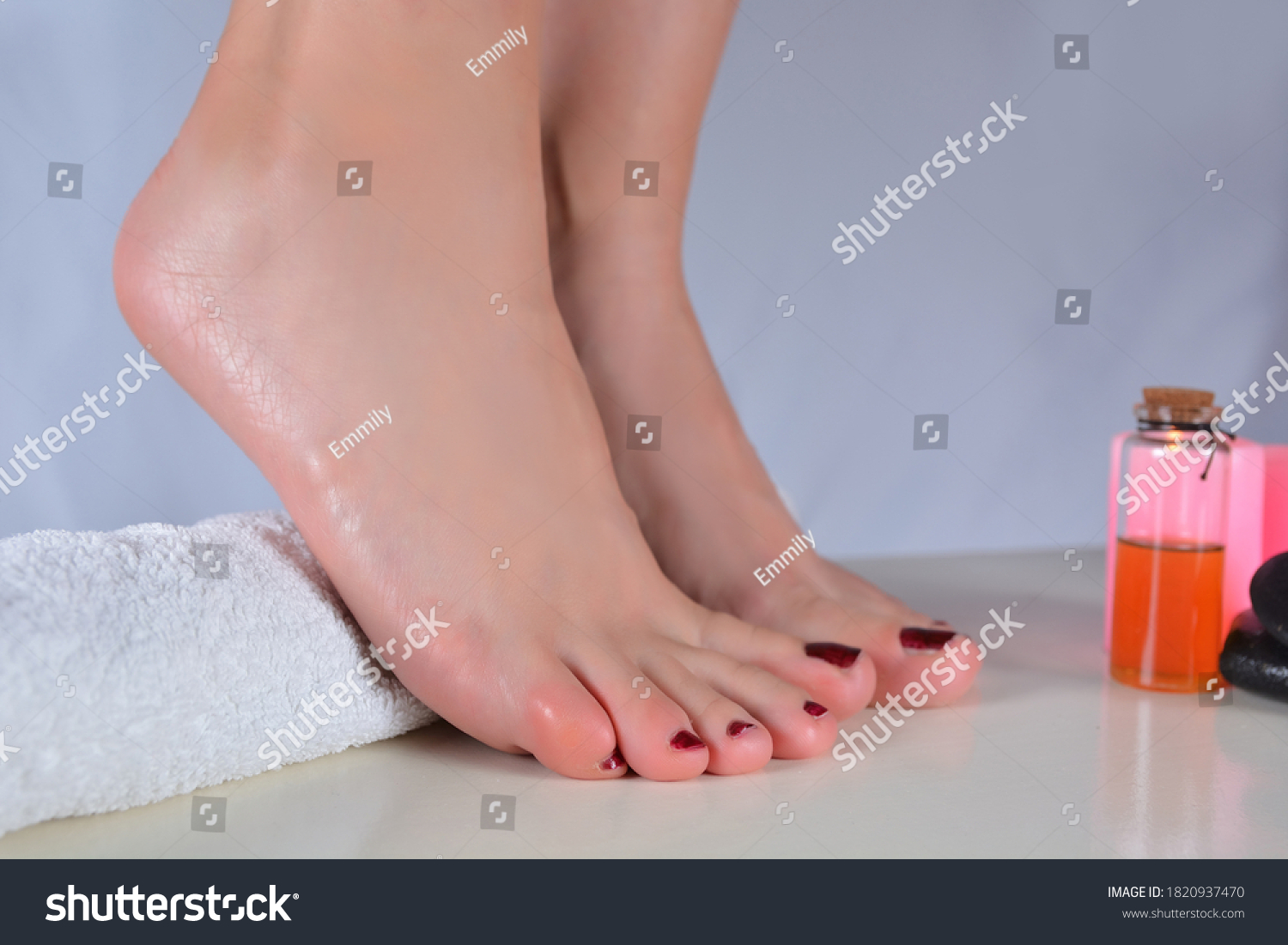 Female Bare Feet Red Nails Polish Stock Photo Edit Now