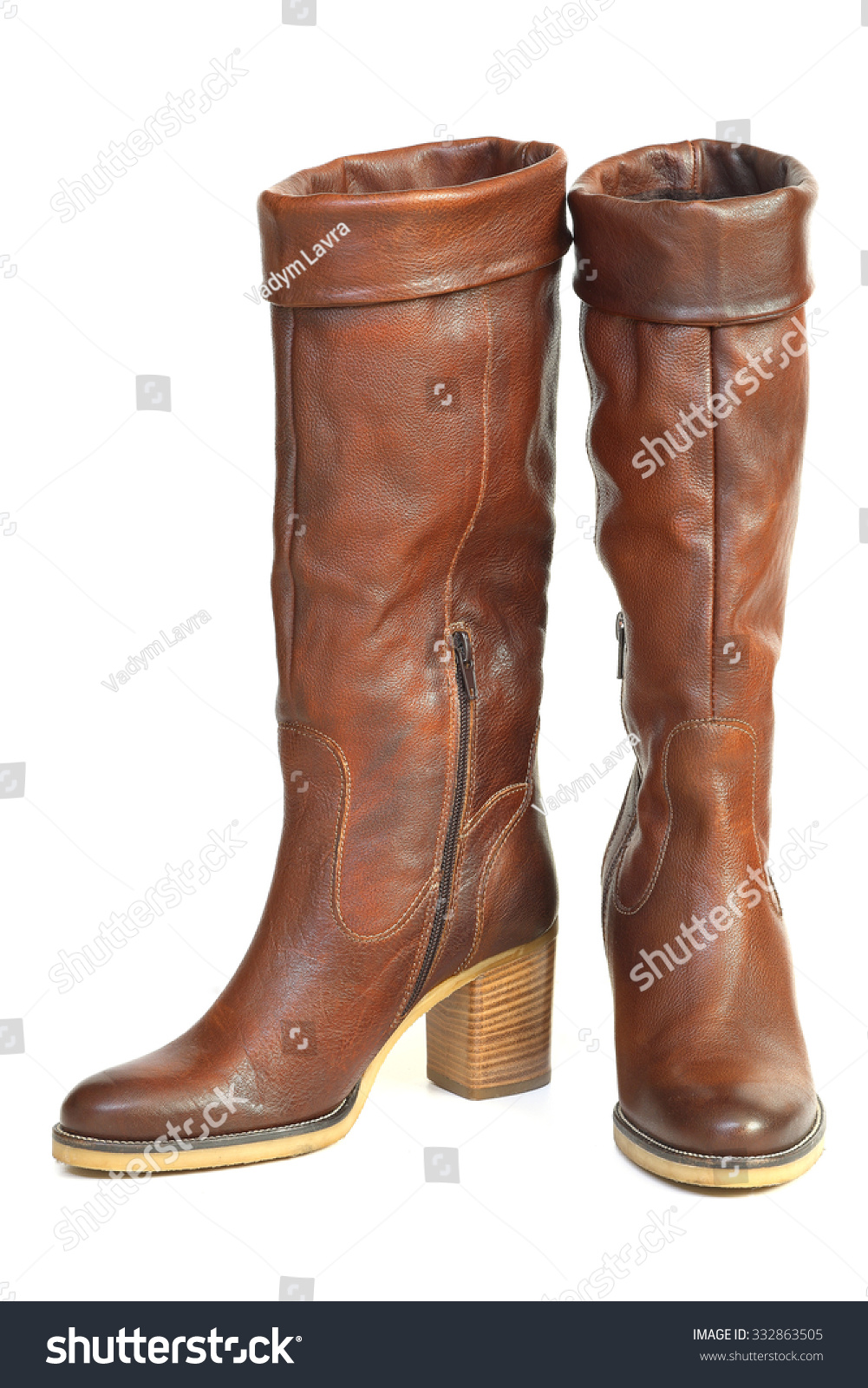 Brown Leather Isolated On White Brown Leather Shoes Isolated On White Stock Photo