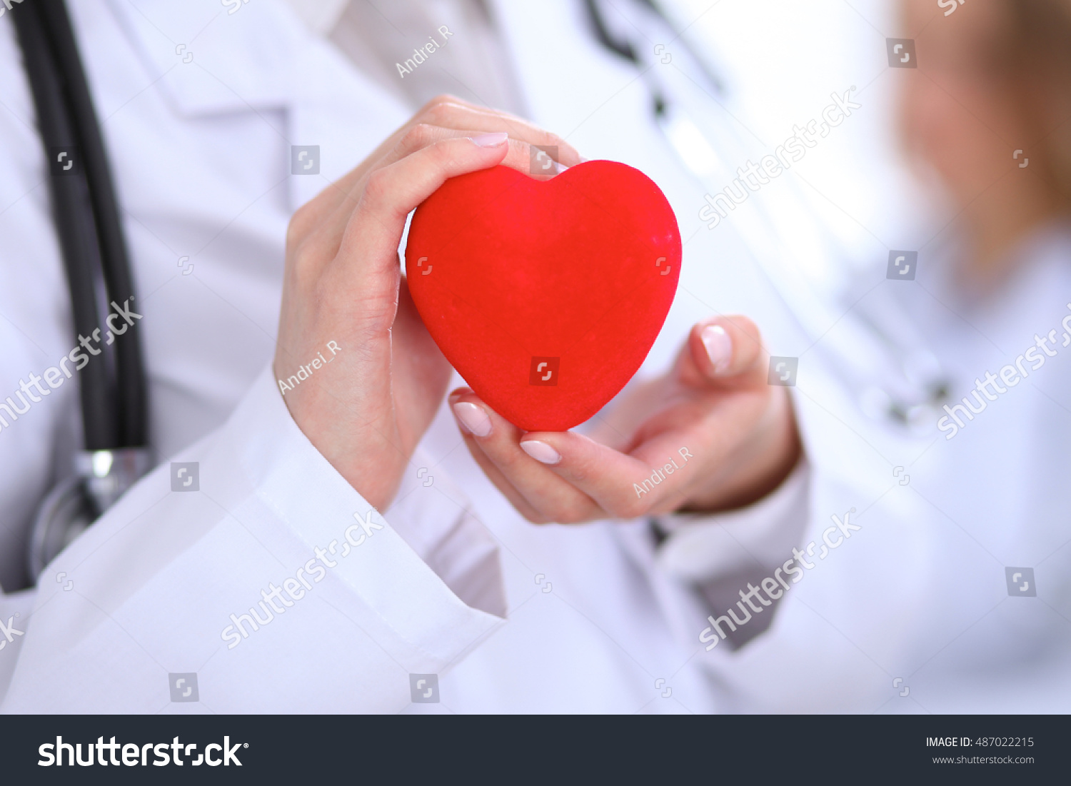 Female Doctor Stethoscope Holding Heart Patients Stock Photo 487022215 ...