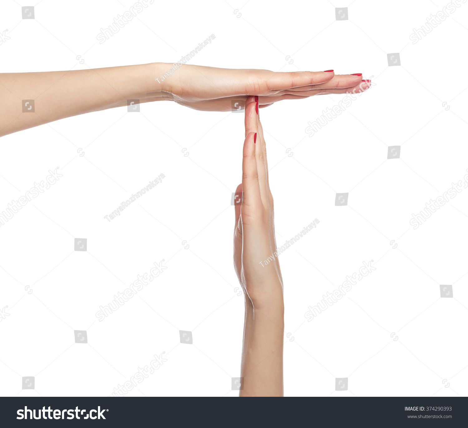 Female Hand Gesture Break Isolated On Stock Photo (Edit Now) 374290393