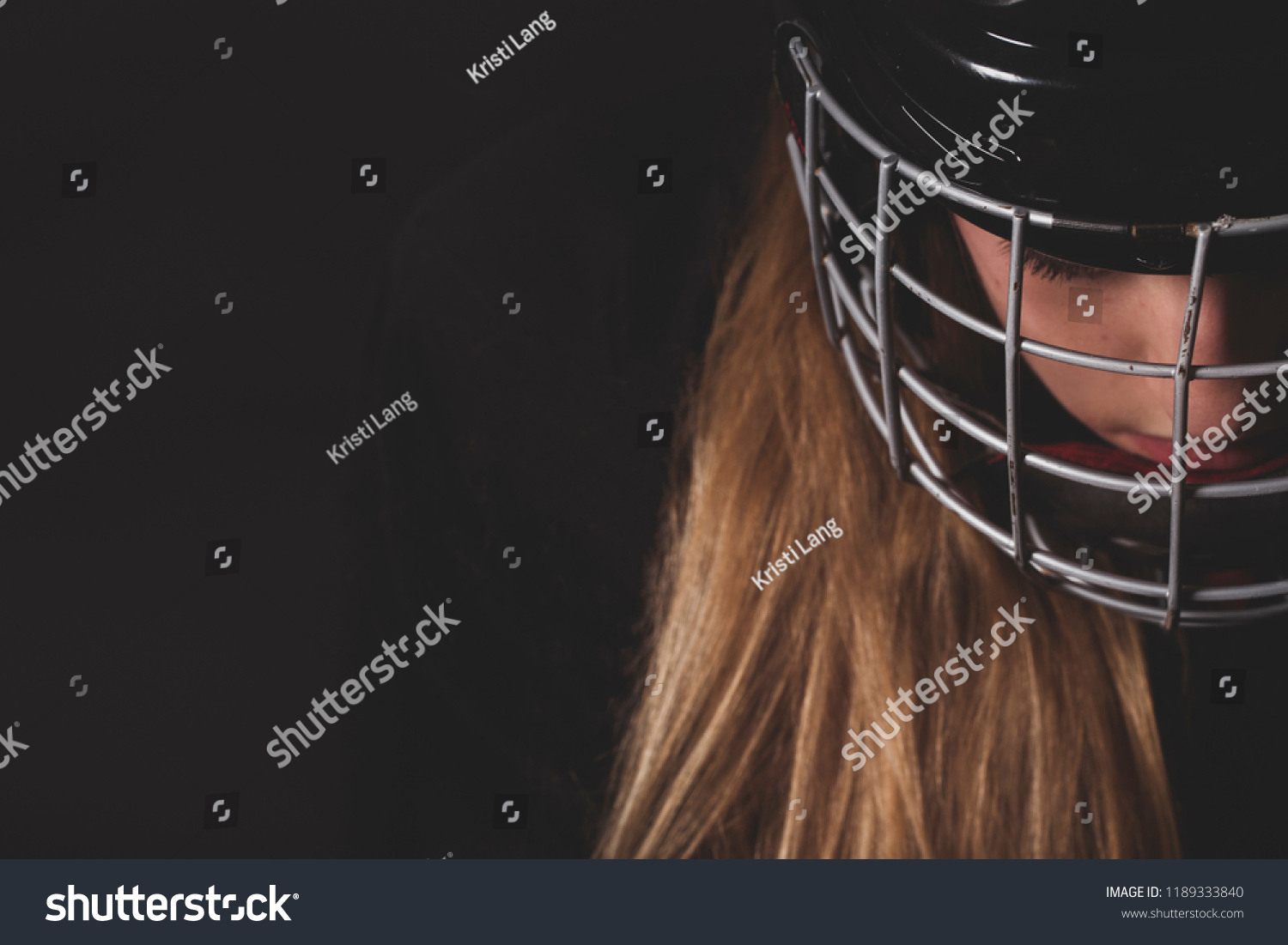 Female Hockey Player Close Helmet Mask Stock Photo Edit Now