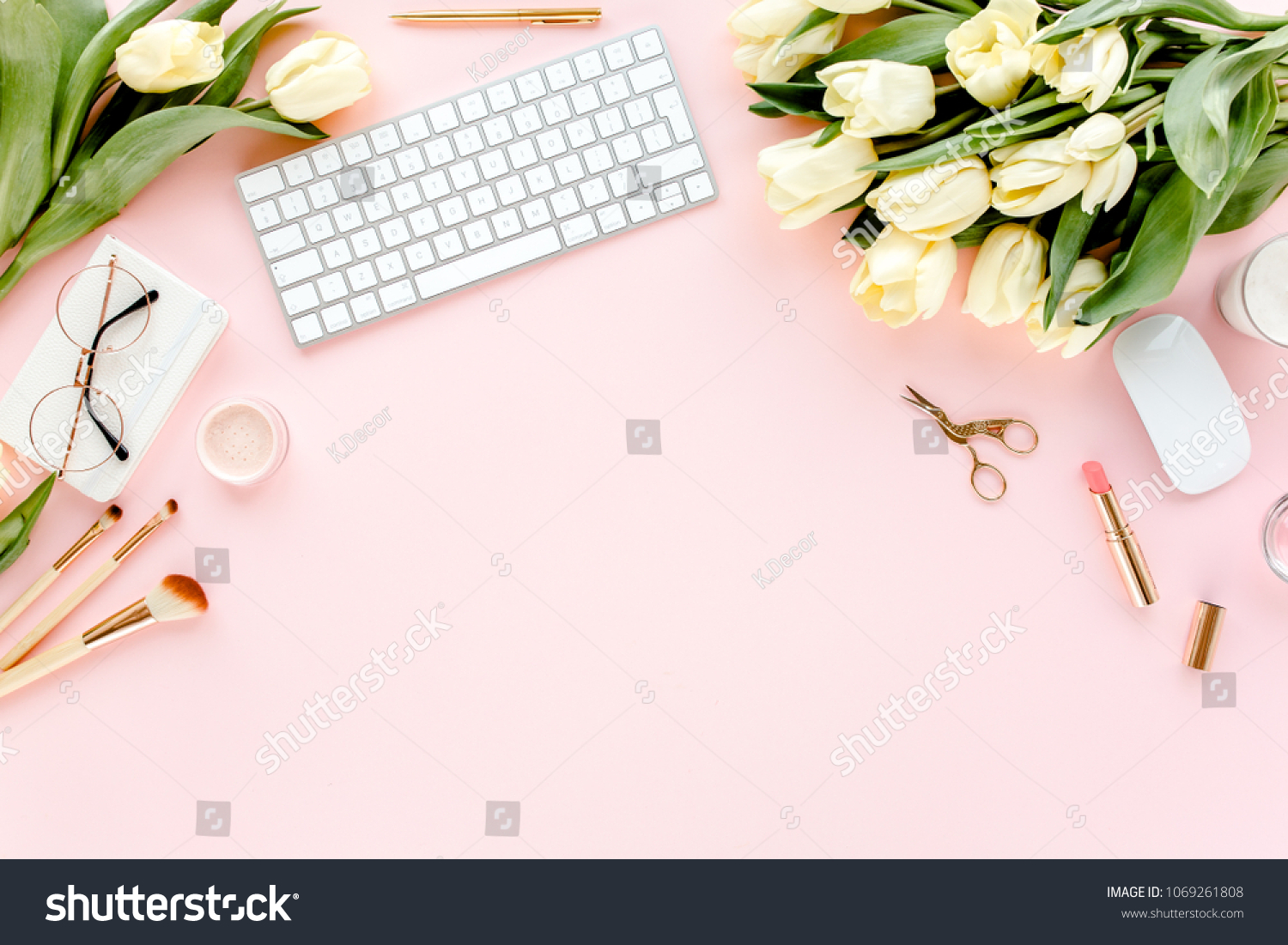 Female Home Office Desk Workspace Computer Stock Photo Edit Now