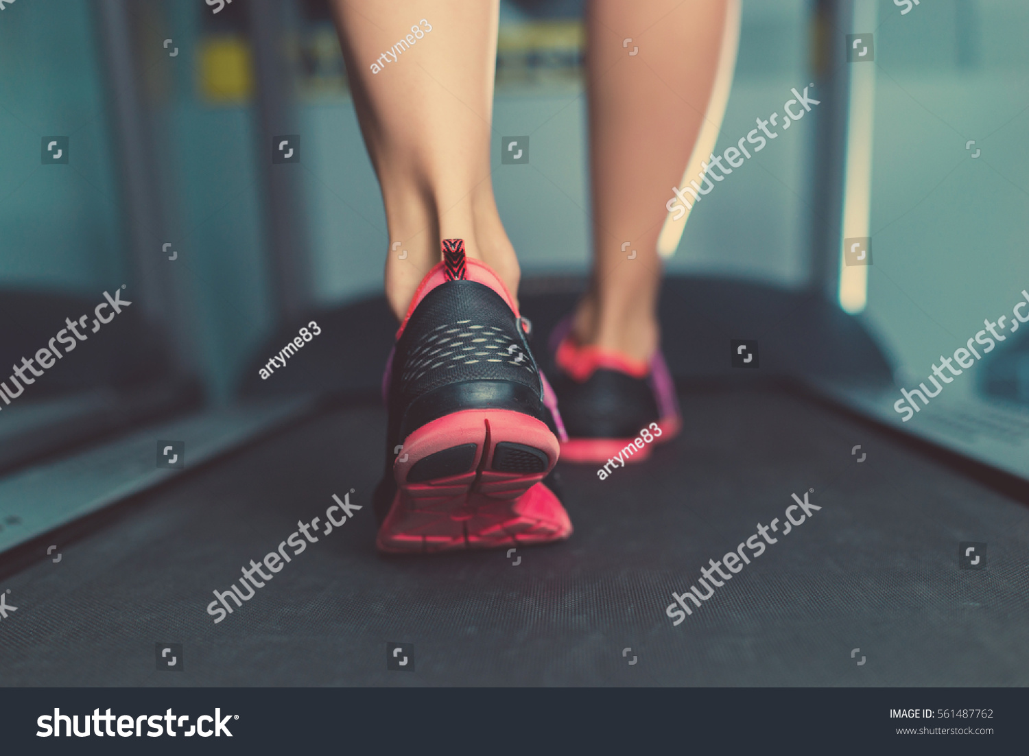 Female Muscular Feet Sneakers Running On Stock Photo 561487762