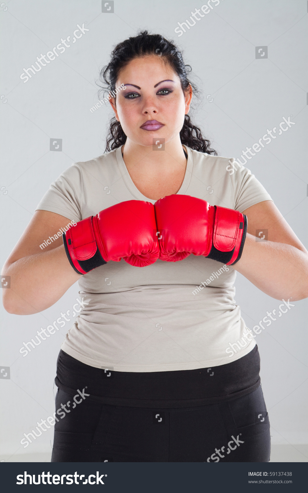 Female Plus Size Woman Boxing Gloves Stock Photo 59137438 - Shutterstock