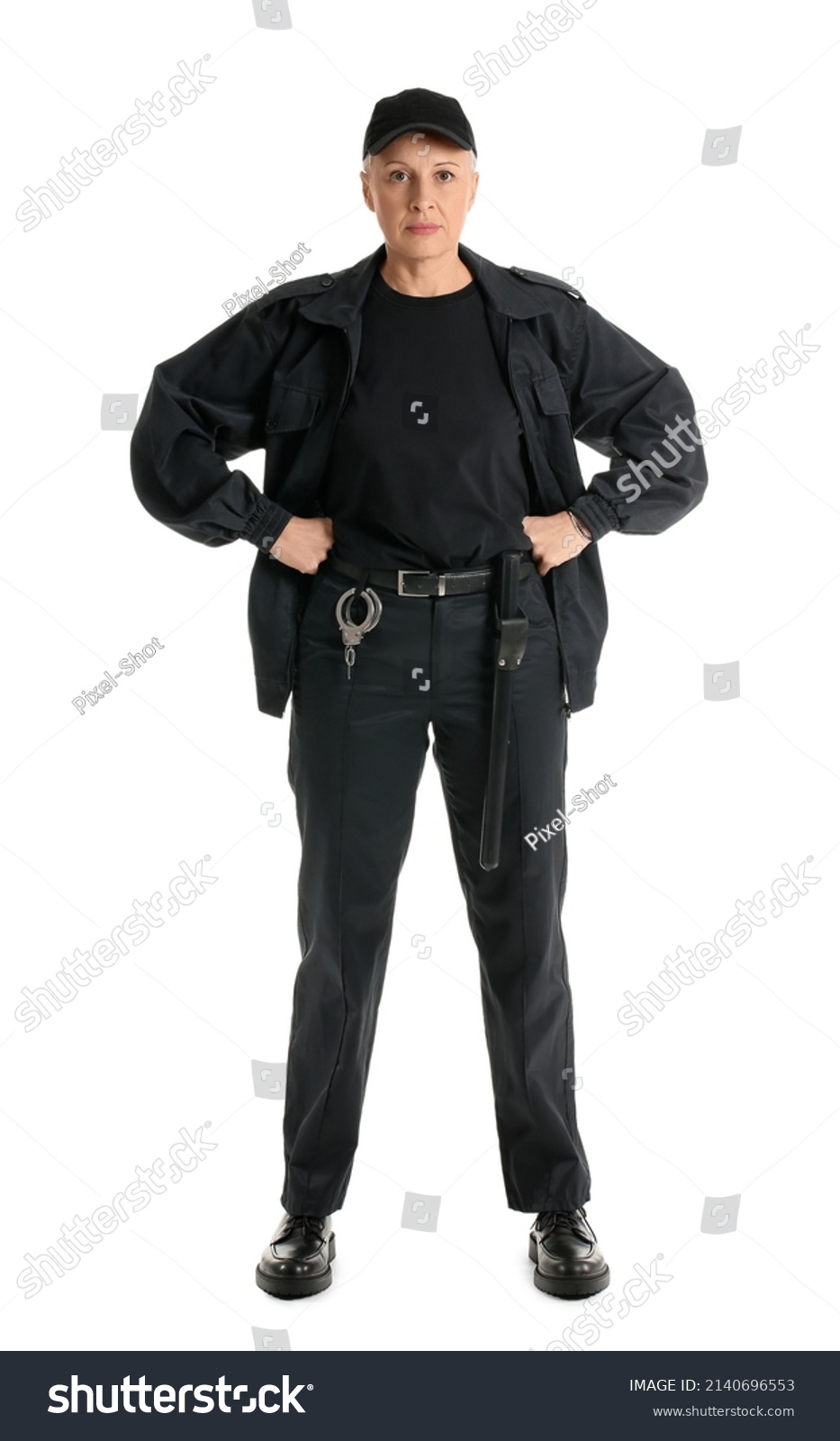 Female Security Guard Isolated On White Stock Photo 2140696553 ...