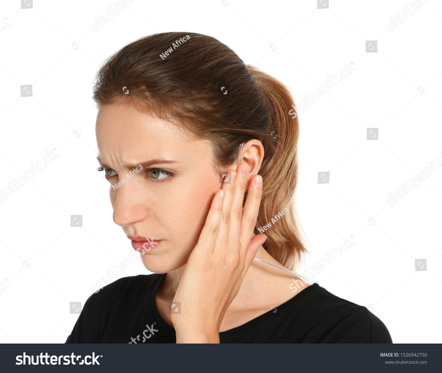 Female Security Guard Using Radio Earpiece Stock Photo (Edit Now ...