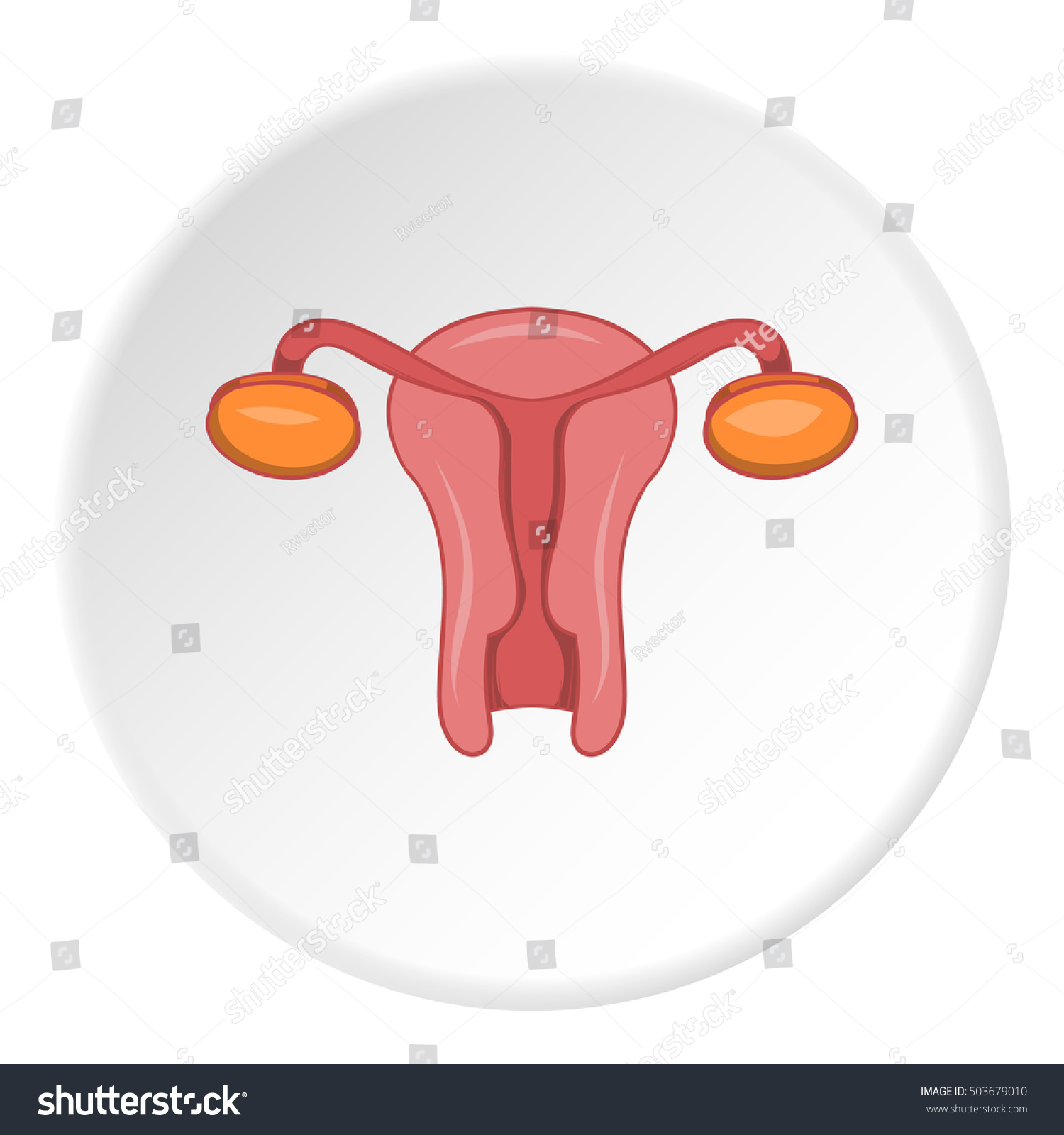 Female Sexual Organ Icon In Cartoon Style Isolated On White Circle