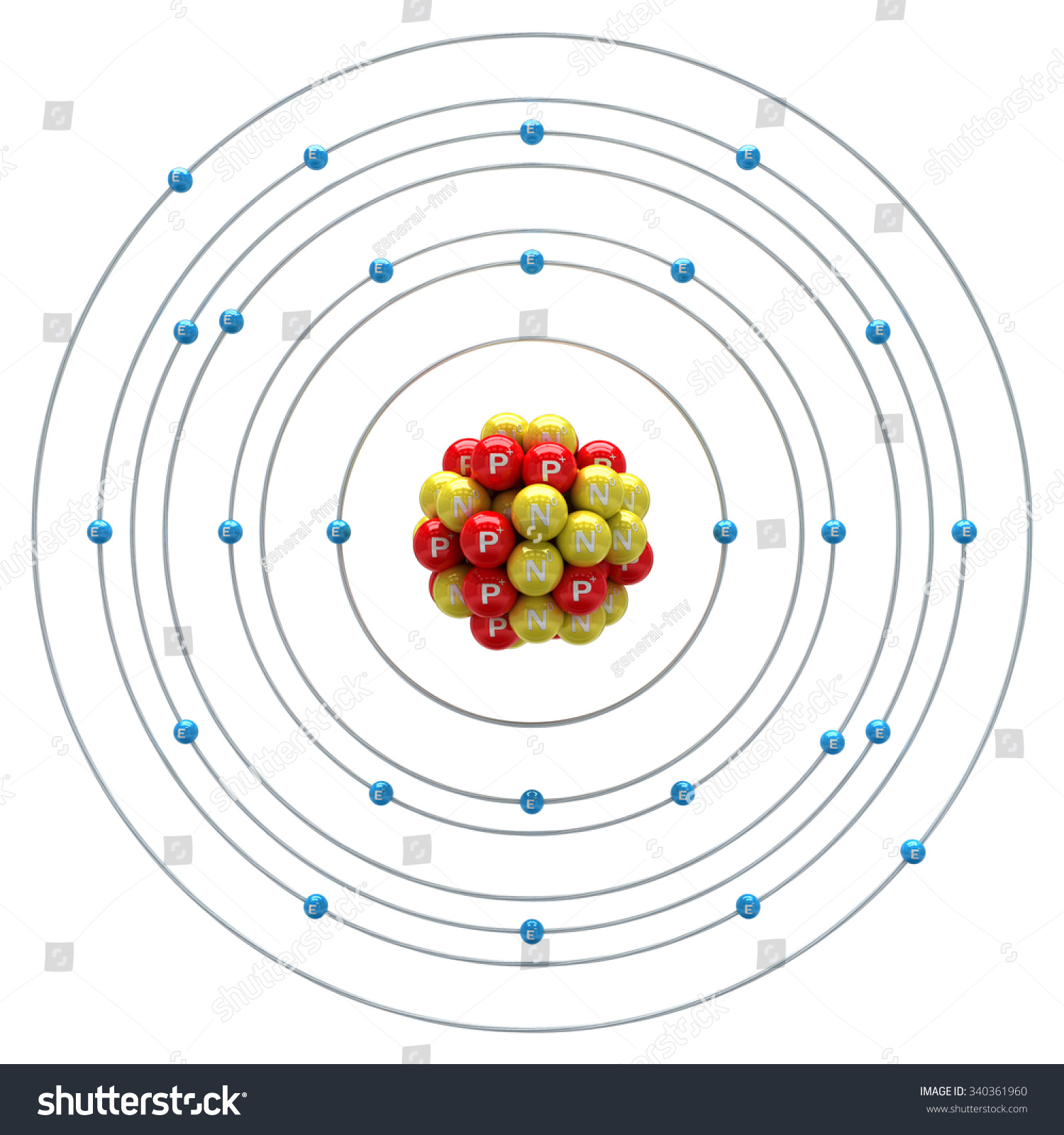 Ferrum Atom On A White Background Stock Photo 340361960 : Shutterstock