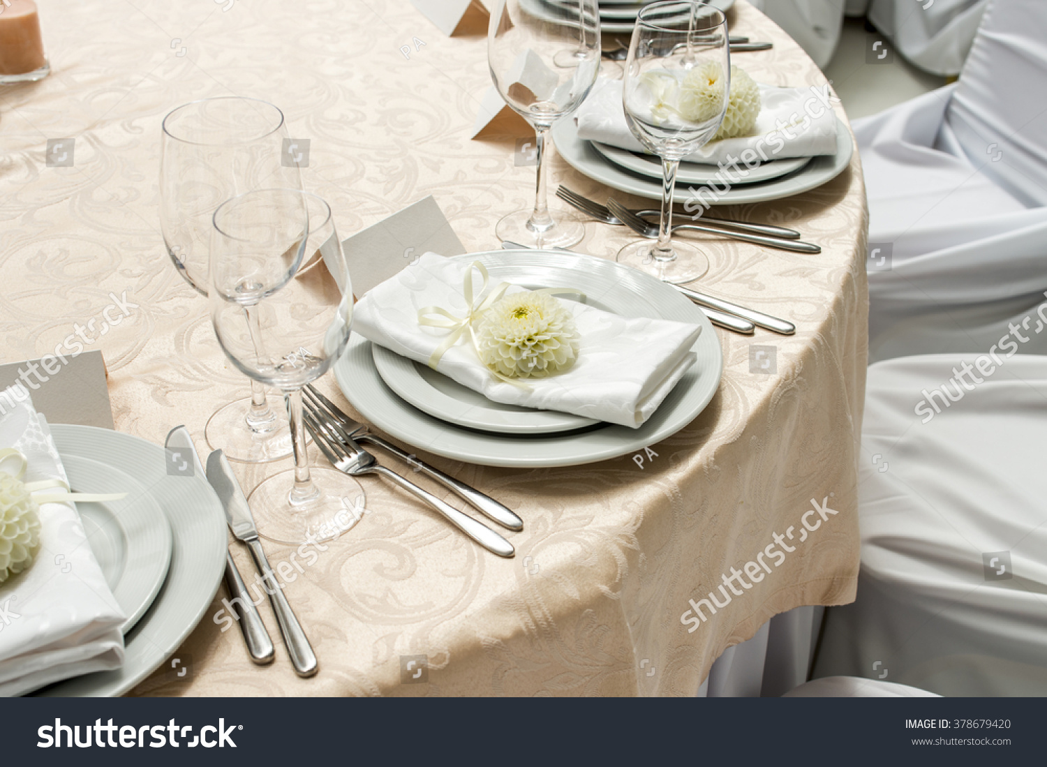 Festive Table Setting Round Table Stock Photo Edit Now 378679420