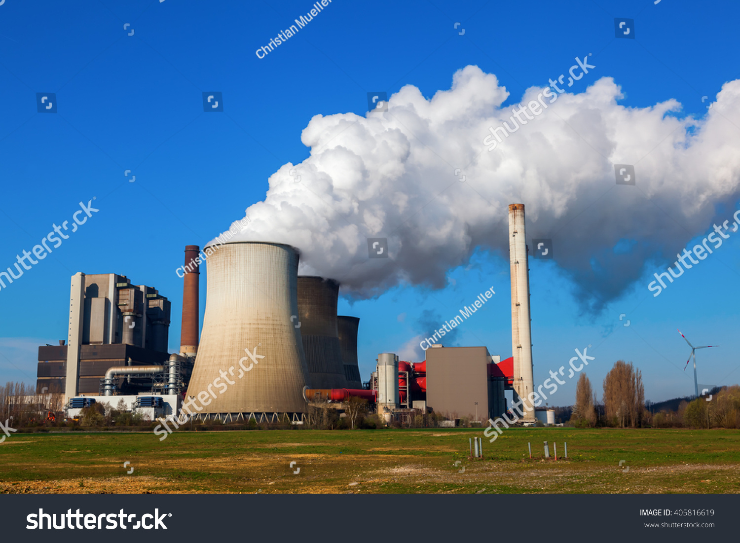 Field With Fossil-Fuel Power Station Stock Photo 405816619 : Shutterstock