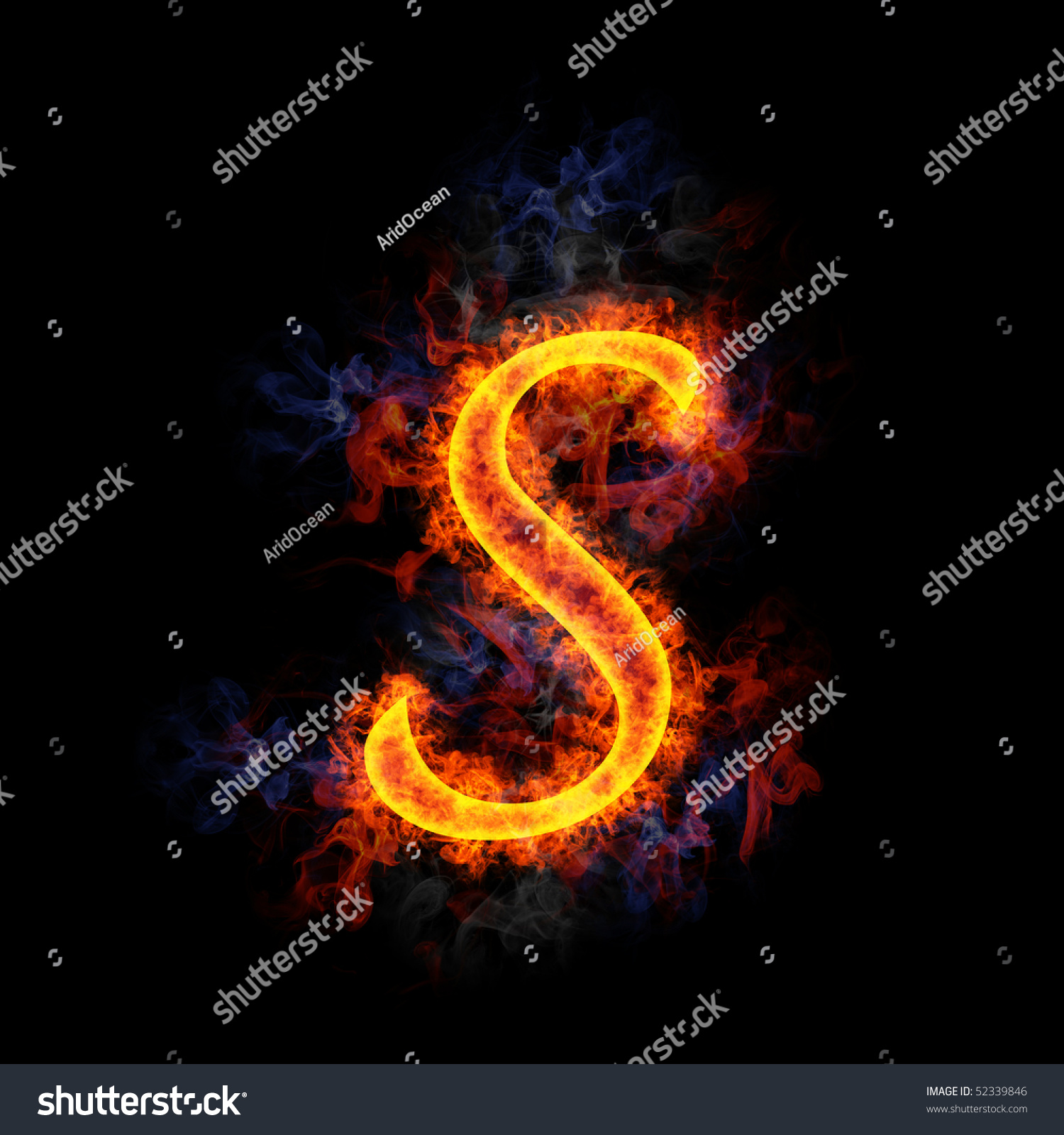 Fiery Burning Letter S Stock Illustration 52339846 - Shutterstock