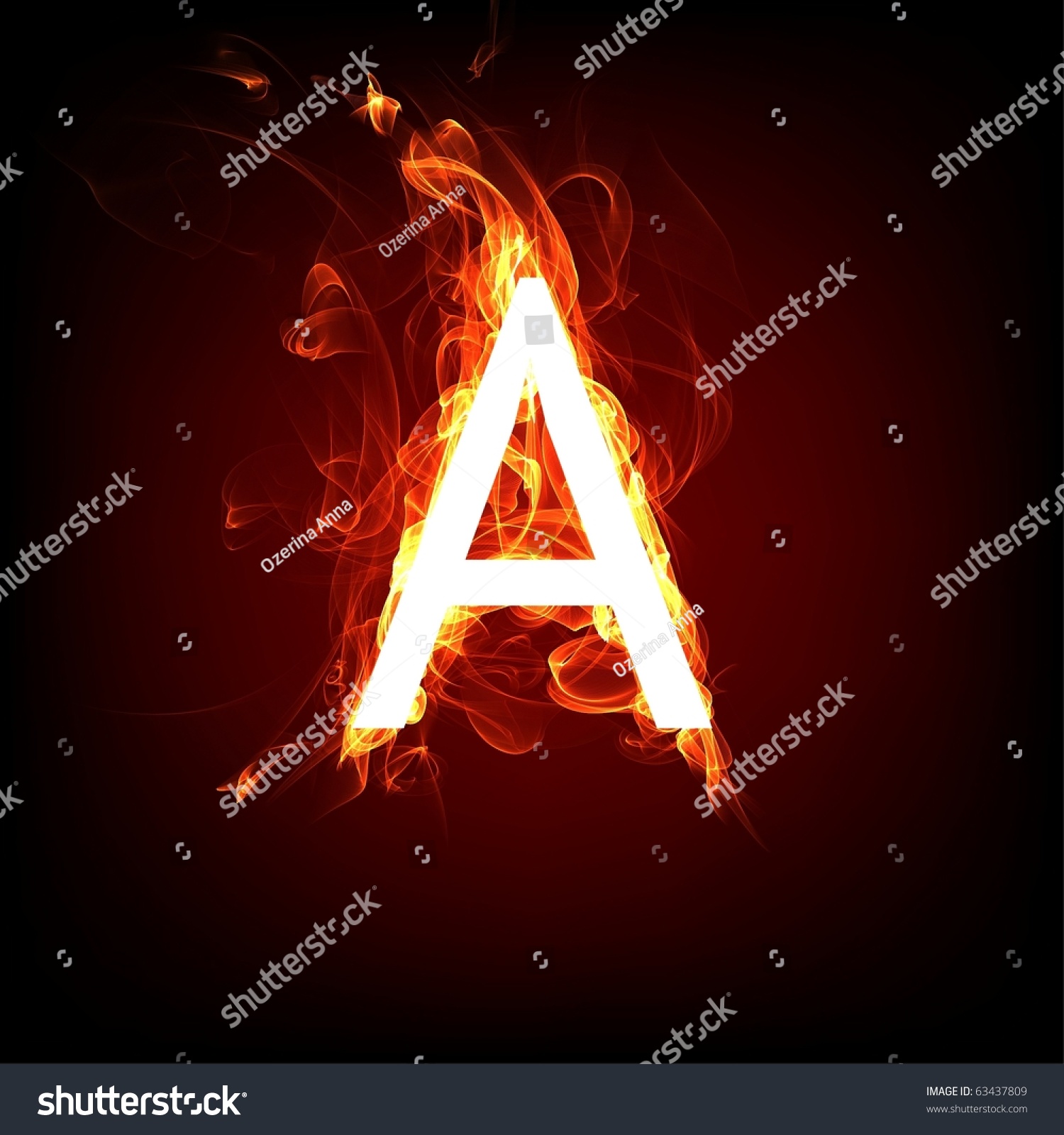 Fiery Font For Hot Flame Design. Letter A Stock Photo 63437809 ...