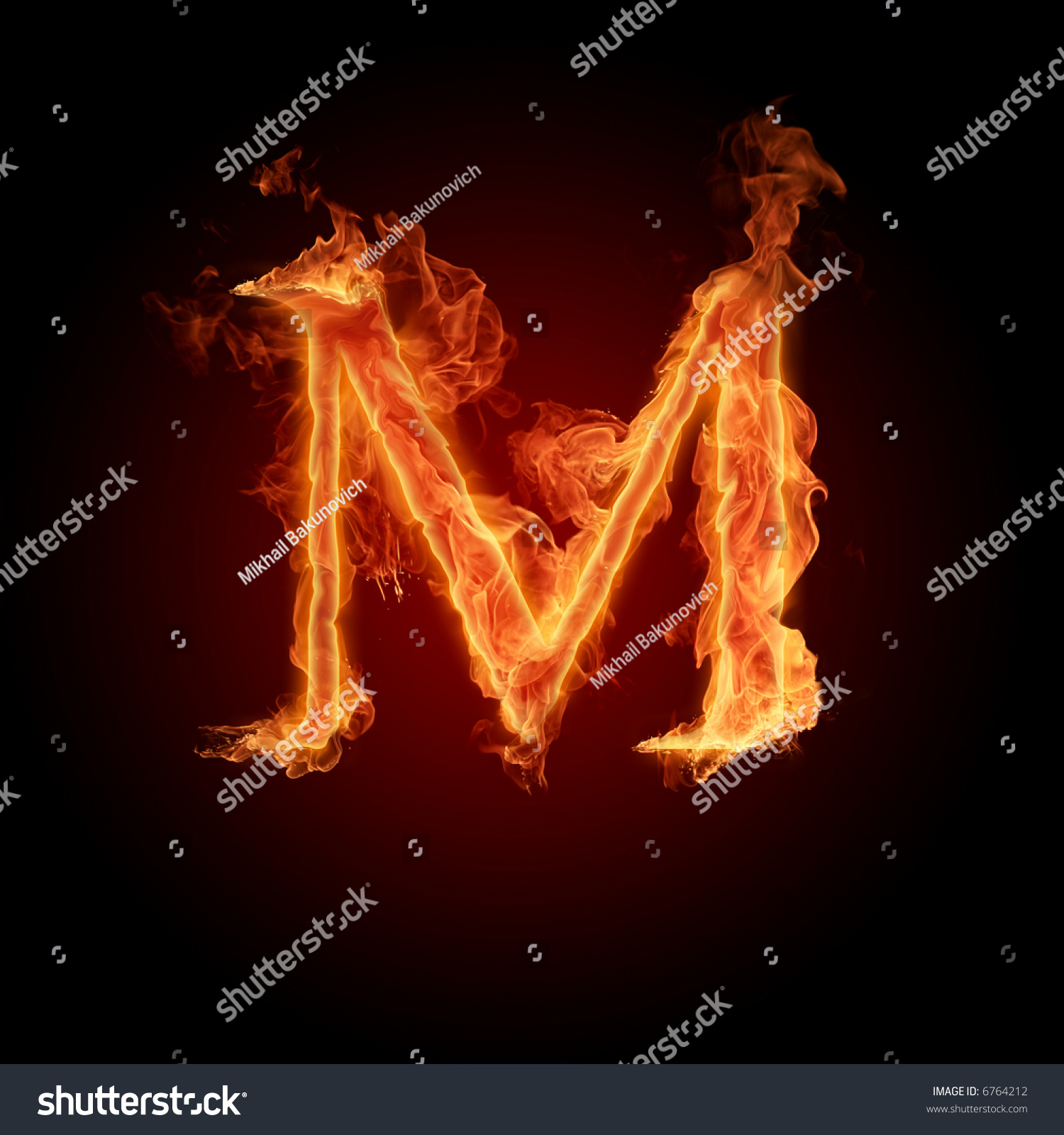 Fiery Font Letter M Stock Illustration 6764212