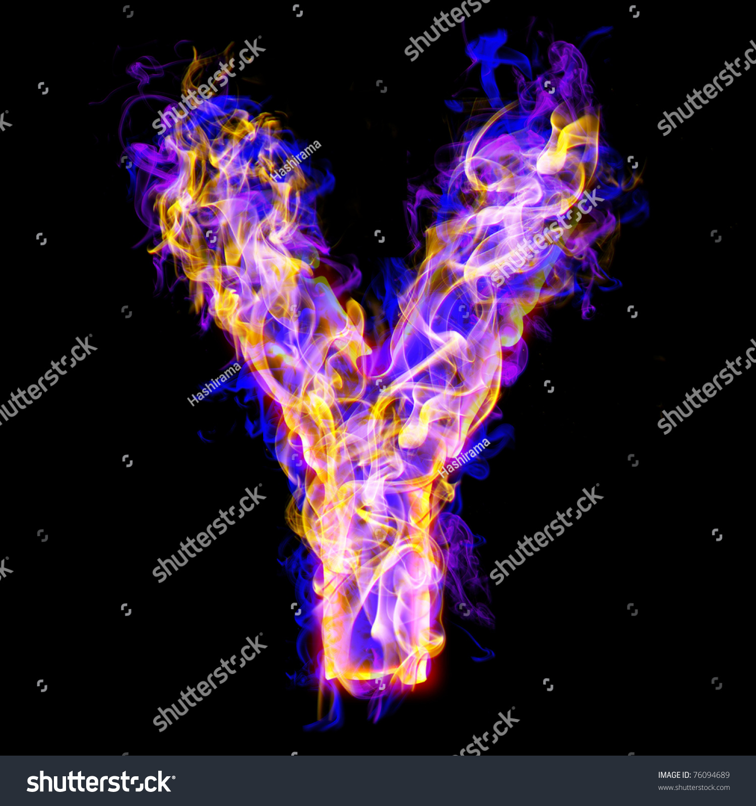 Fiery Font Rose Blue Letter Y Stock Illustration