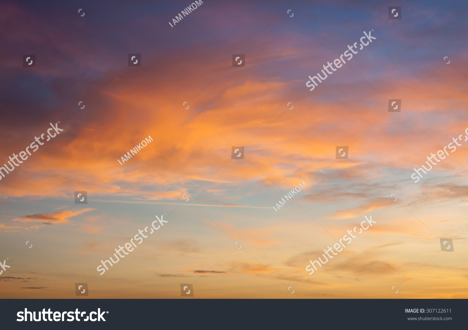 Fiery Orange Sunset Sky Beautiful Sky Stock Photo 