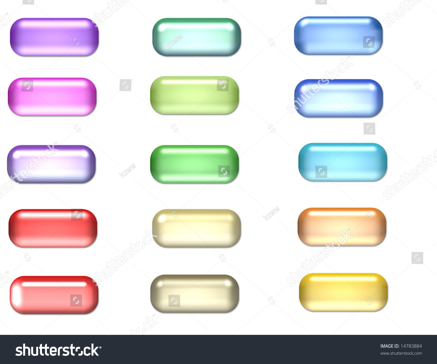 Fifteen Color Oblong Buttons For A Network On A White Background Stock ...