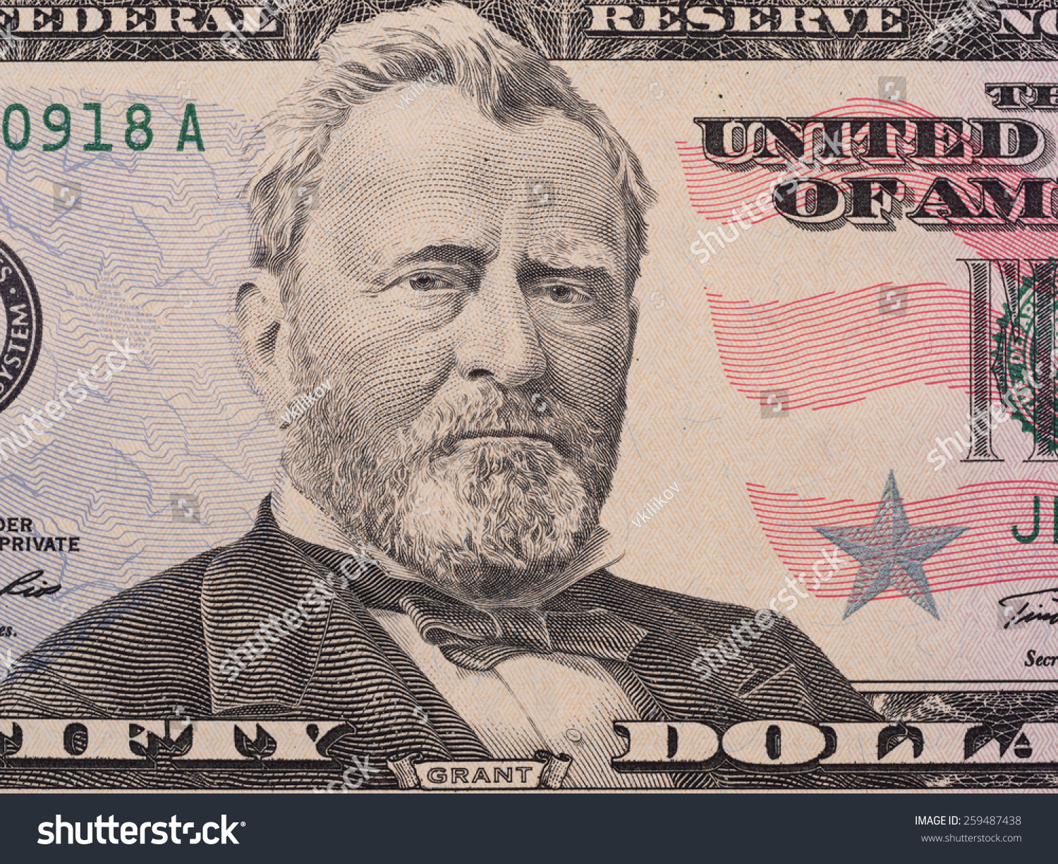 Fifty Dollar Bill Macro, 50 Usd, President Ulysses Grant Portrait ...