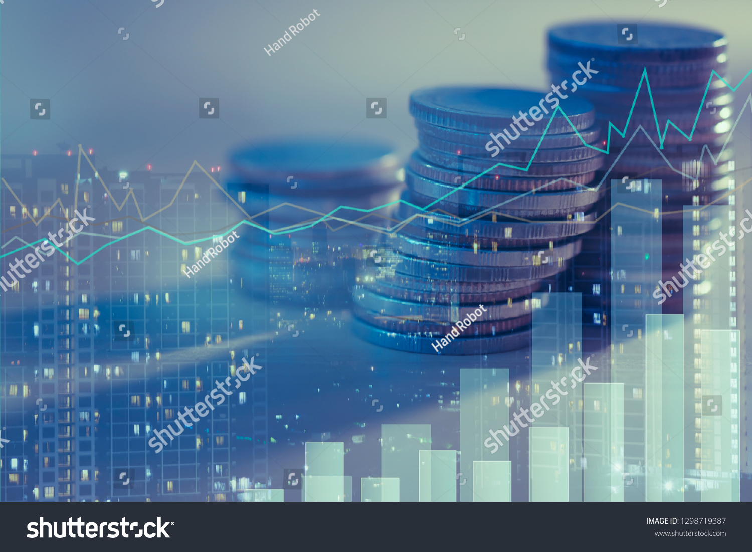 Financial Investment Concept Double Exposure City Stock Photo Edit - 