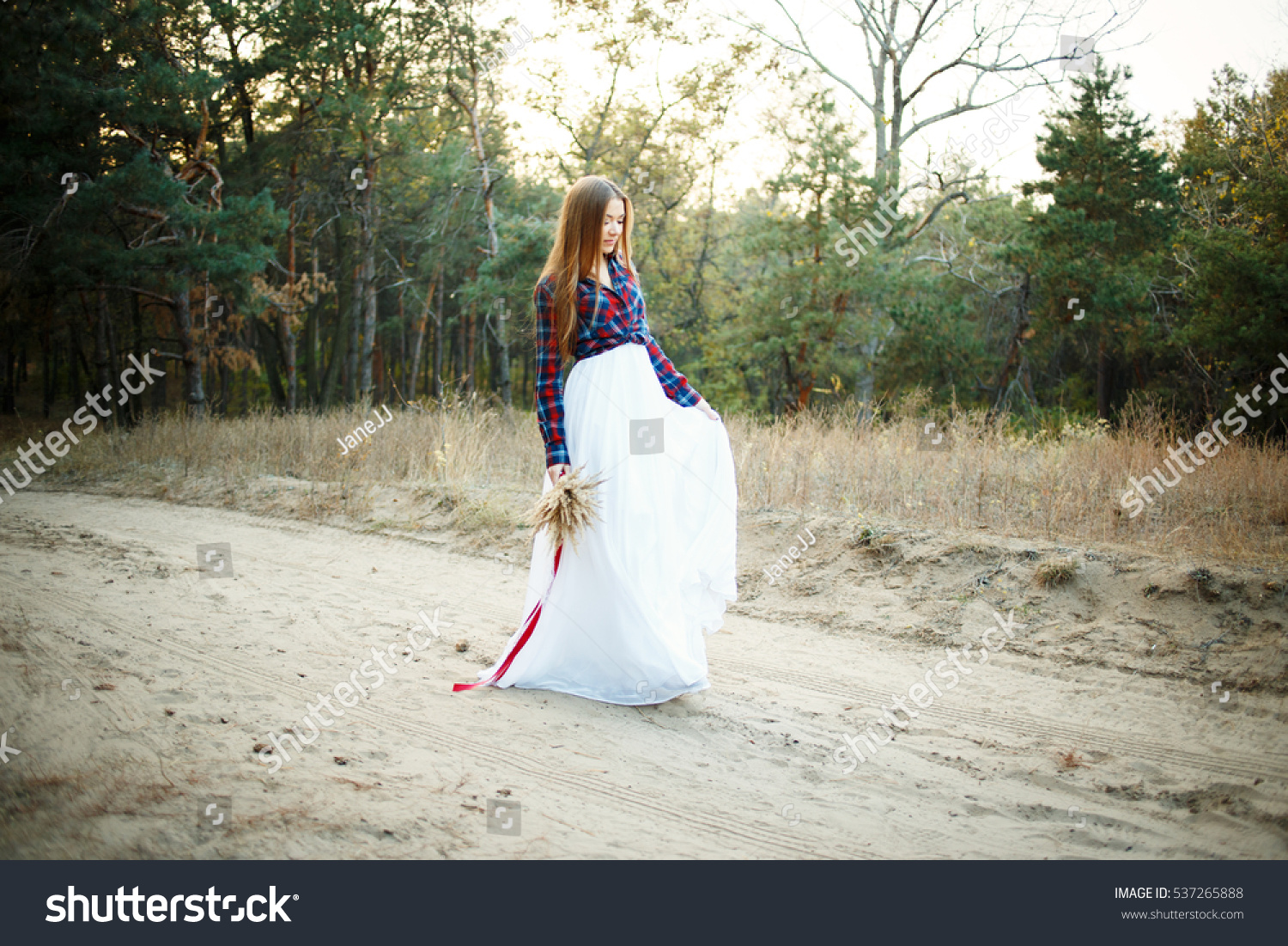 wedding dress with plaid shirt