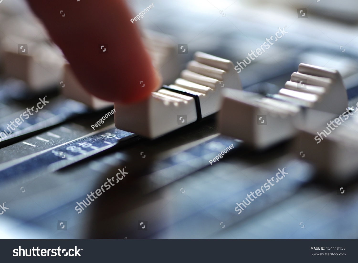 Finger Pushes Fader On Soundboard Sound Stock Photo (Edit Now) 154419158