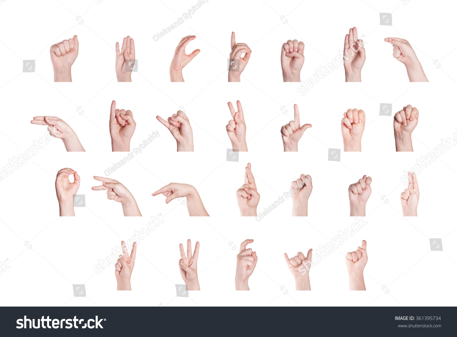 Finger Spelling Alphabet American Sign Language Stock Photo 361395734 ...