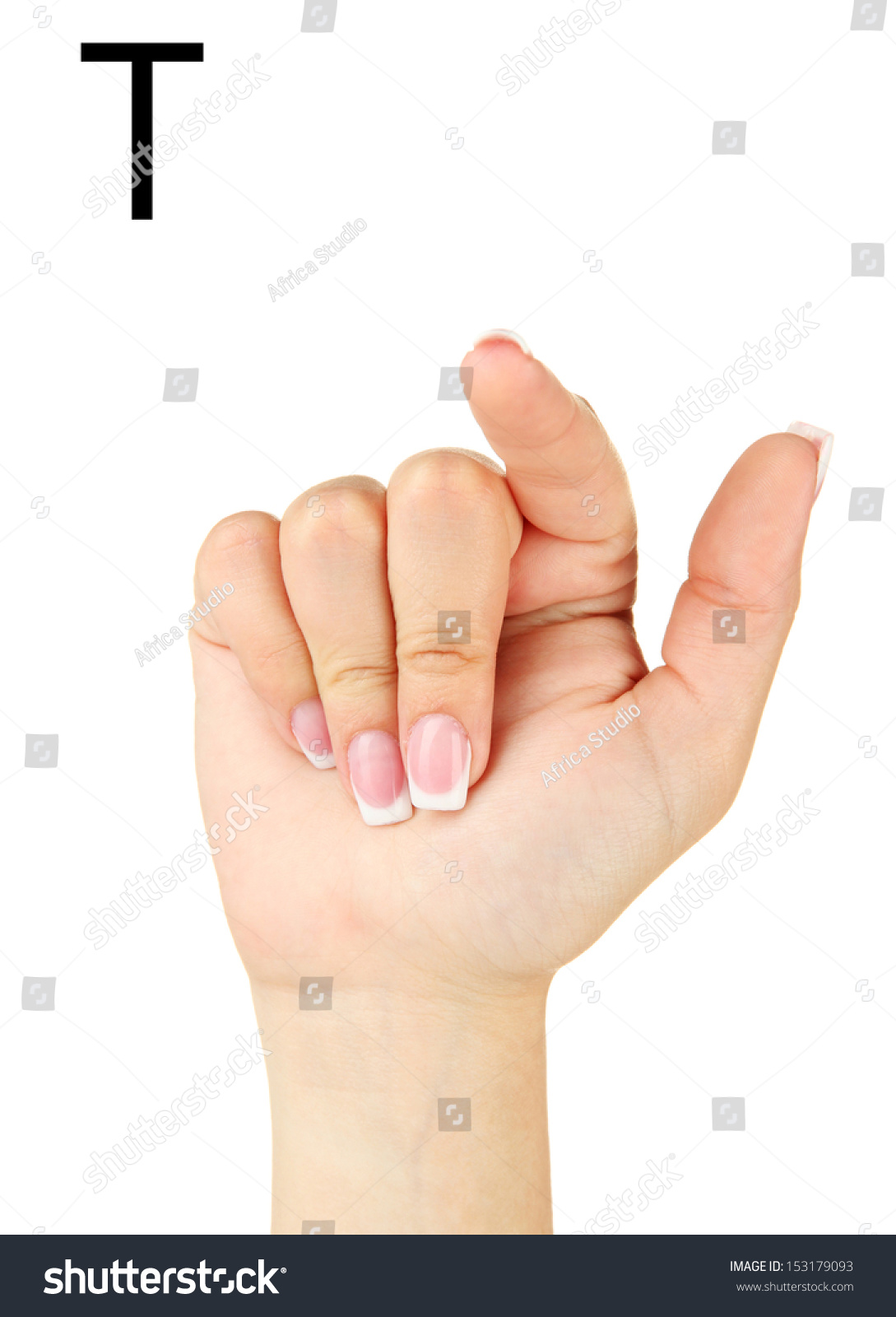 Finger Spelling The Alphabet In American Sign Language (Asl). Letter T ...