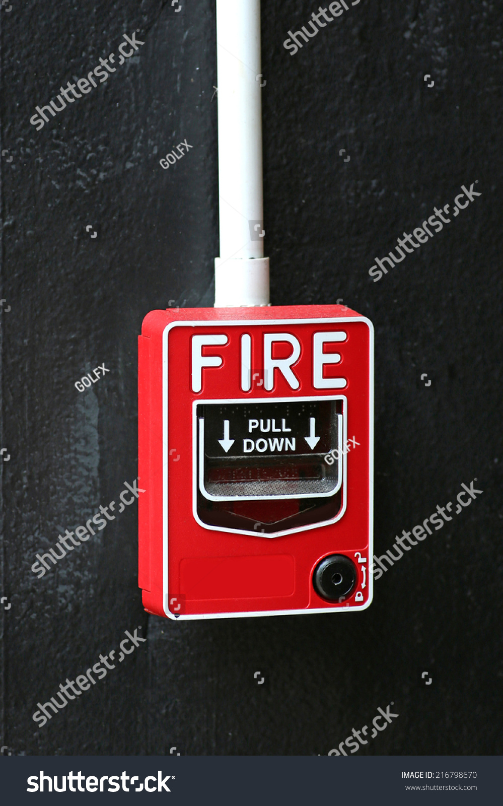 Fire Alarm On Black Wall Stock Photo 216798670 : Shutterstock