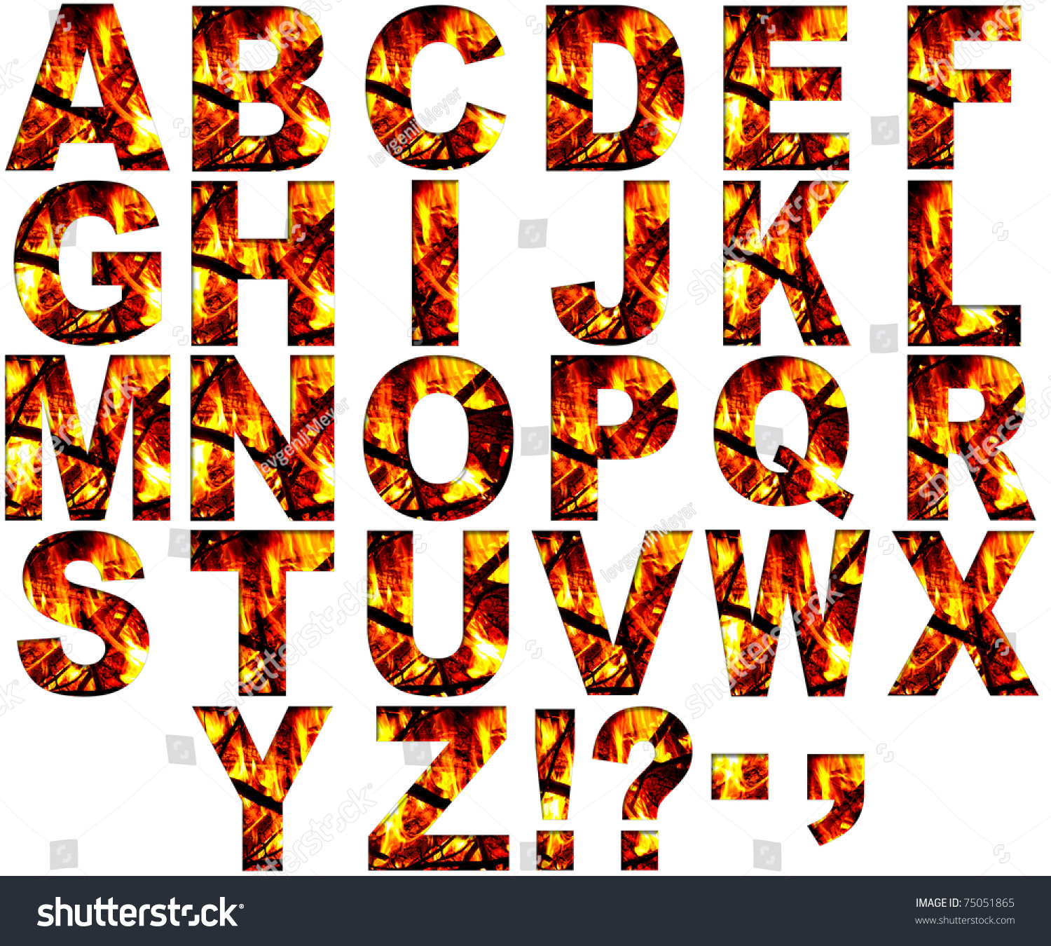 Fire Alphabet Isolated On White Stock Illustration 75051865 - Shutterstock