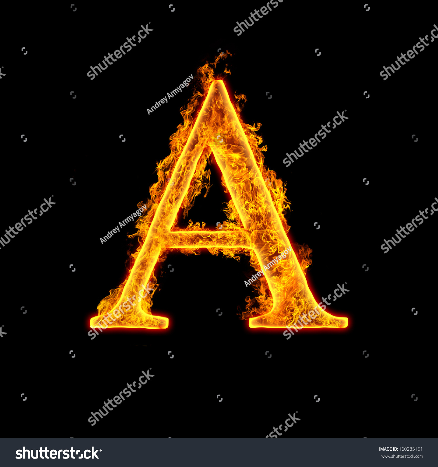 Fire Alphabet Letter Isolated On Black Stock Illustration 160285151 ...