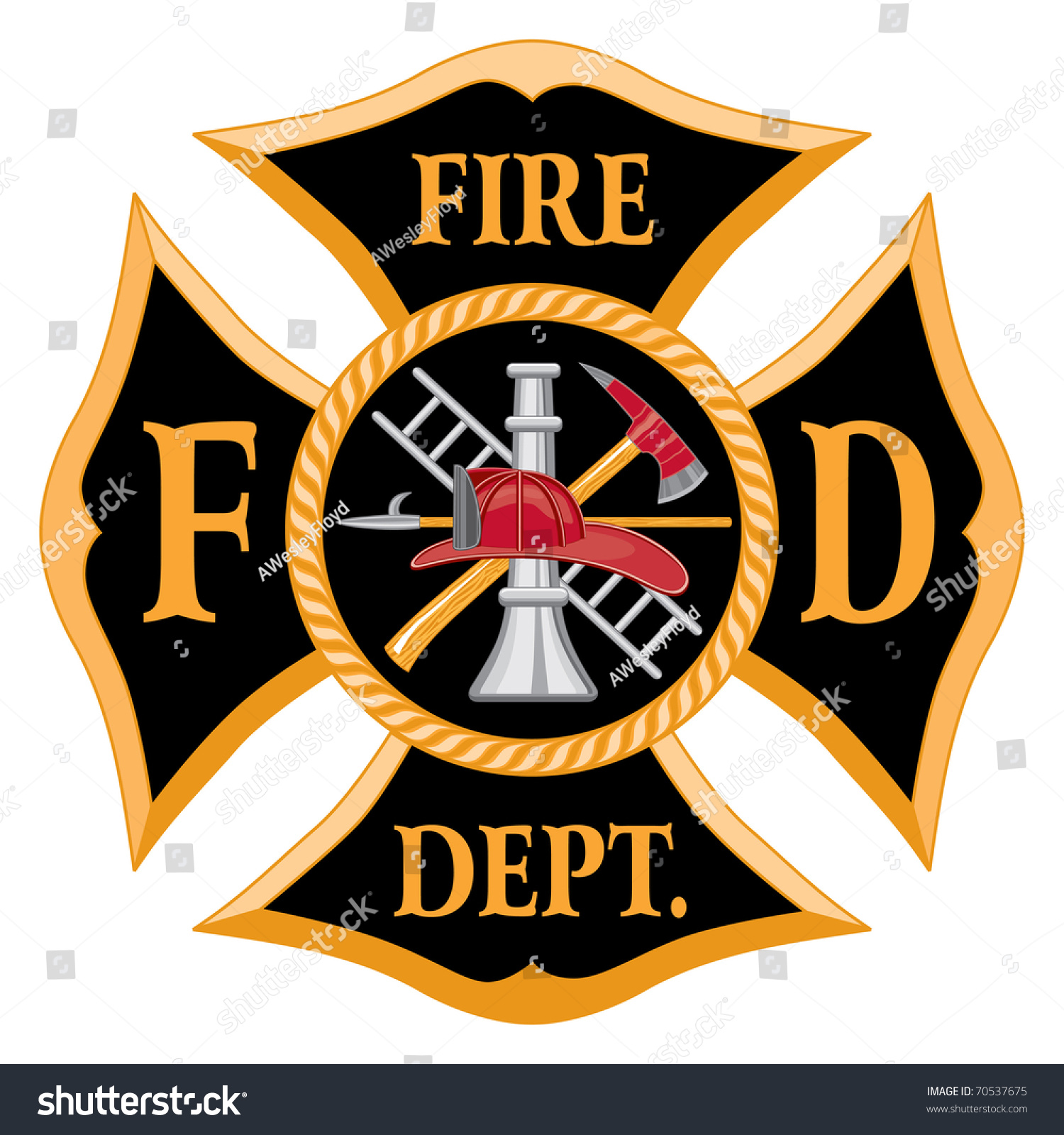 Fire Department Maltese Cross Symbol Illustration Stock Photo 70537675 ...