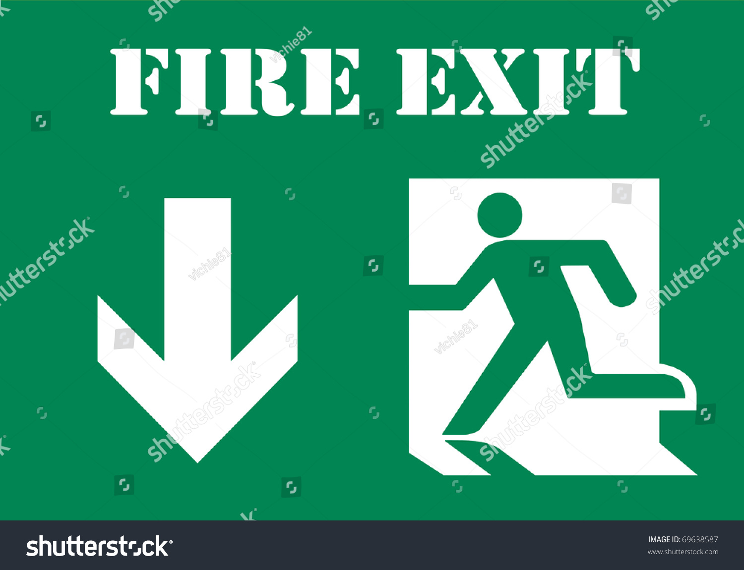 Fire Exit Sign Stock Photo 69638587 : Shutterstock