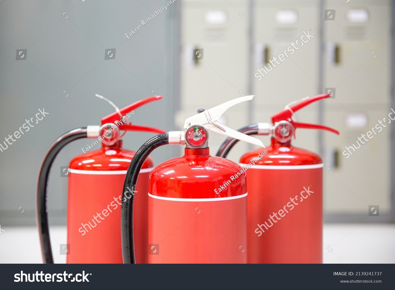 Fire Extinguisher Closeup Red Fire Extinguishers Stock Photo 2139241737 ...