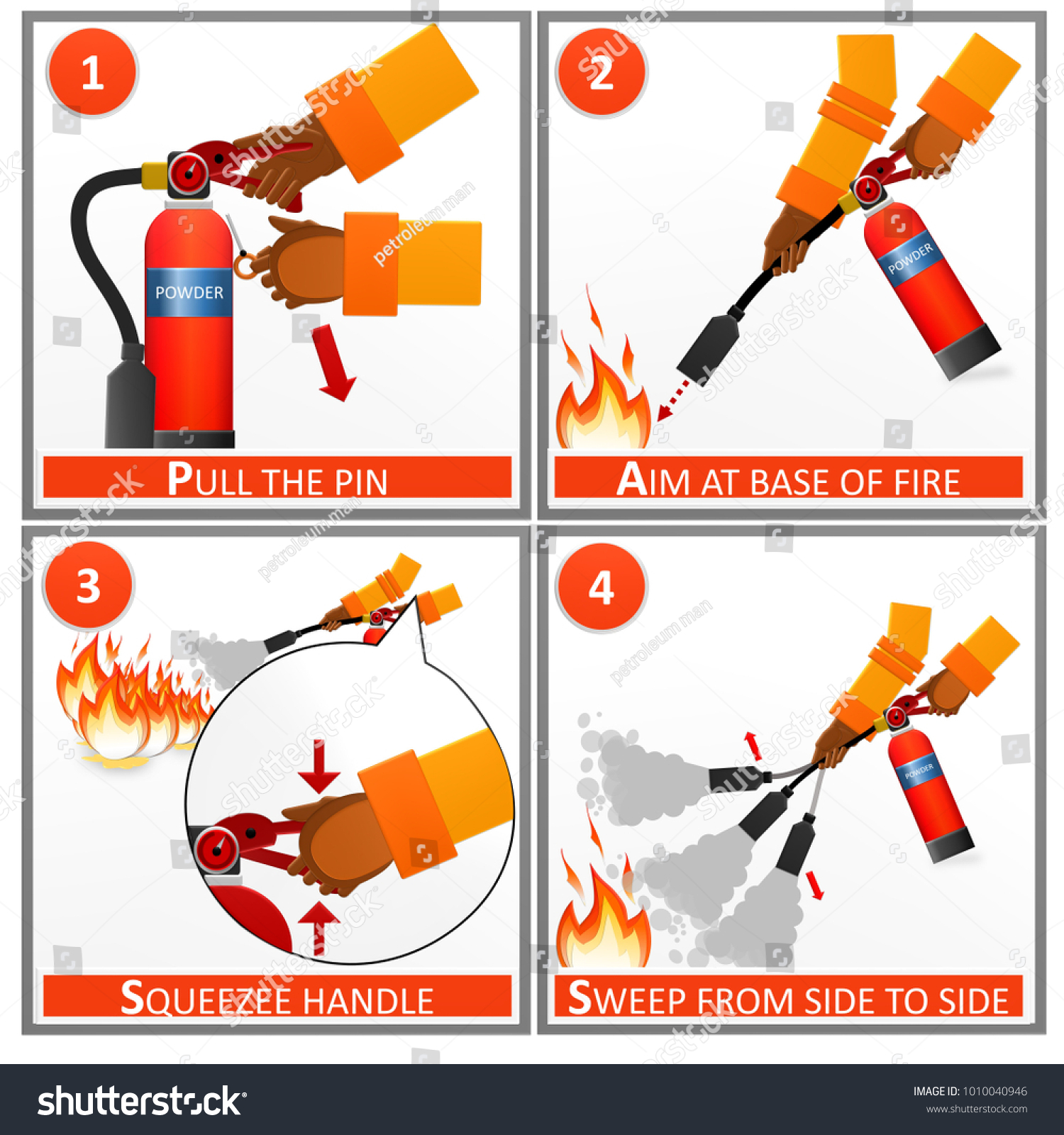 Fire Extinguisher Instruction Labels Set Instruction Stock Illustration ...