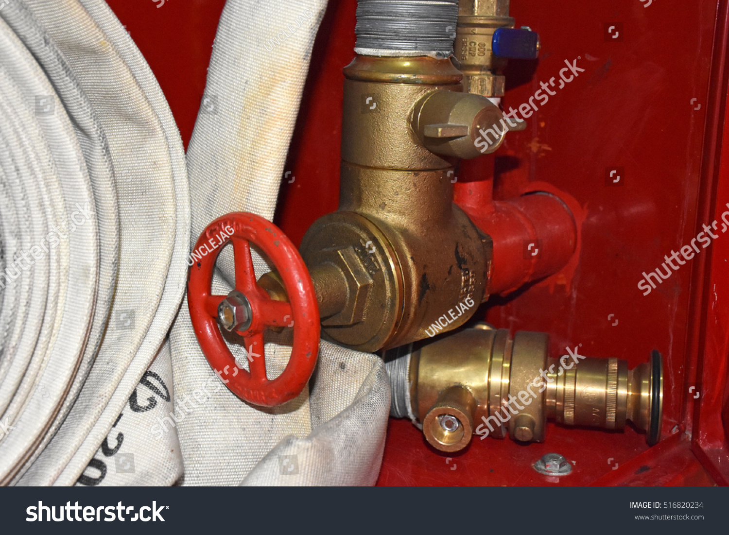 Fire Fighter Hose Hydrant Inside Red Stock Photo (edit Now) 516820234 