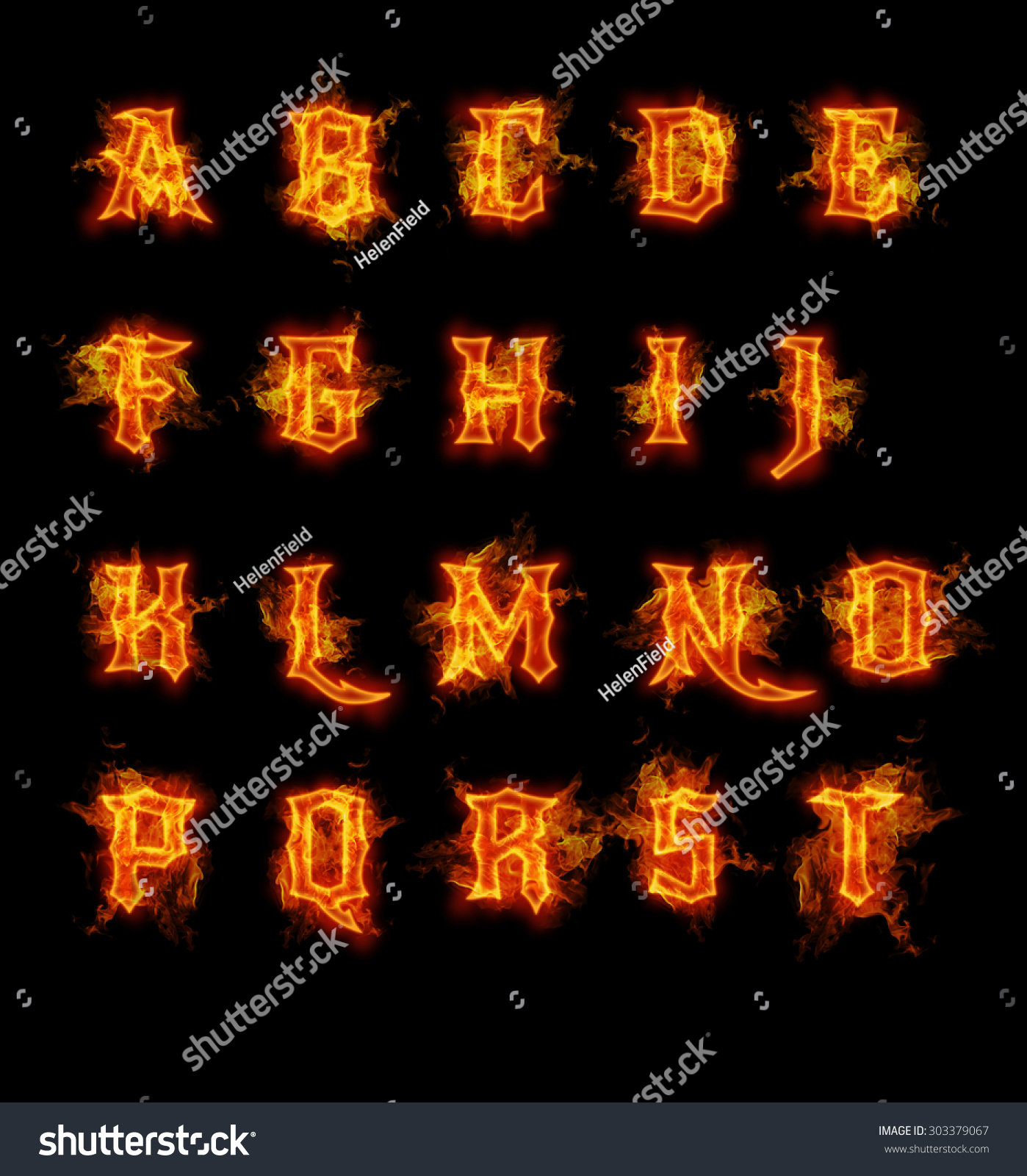 Fire Font Collection Stock Illustration 303379067 - Shutterstock