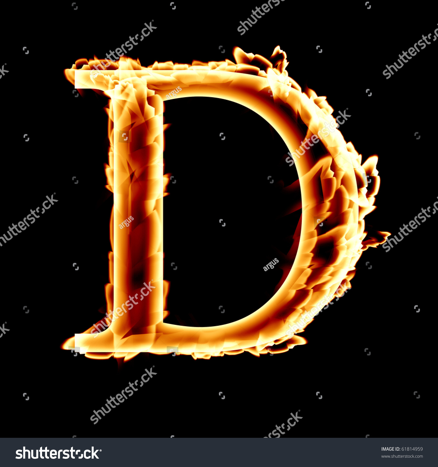 Fire Font: Letter D On A Dark Background Stock Photo 61814959 ...
