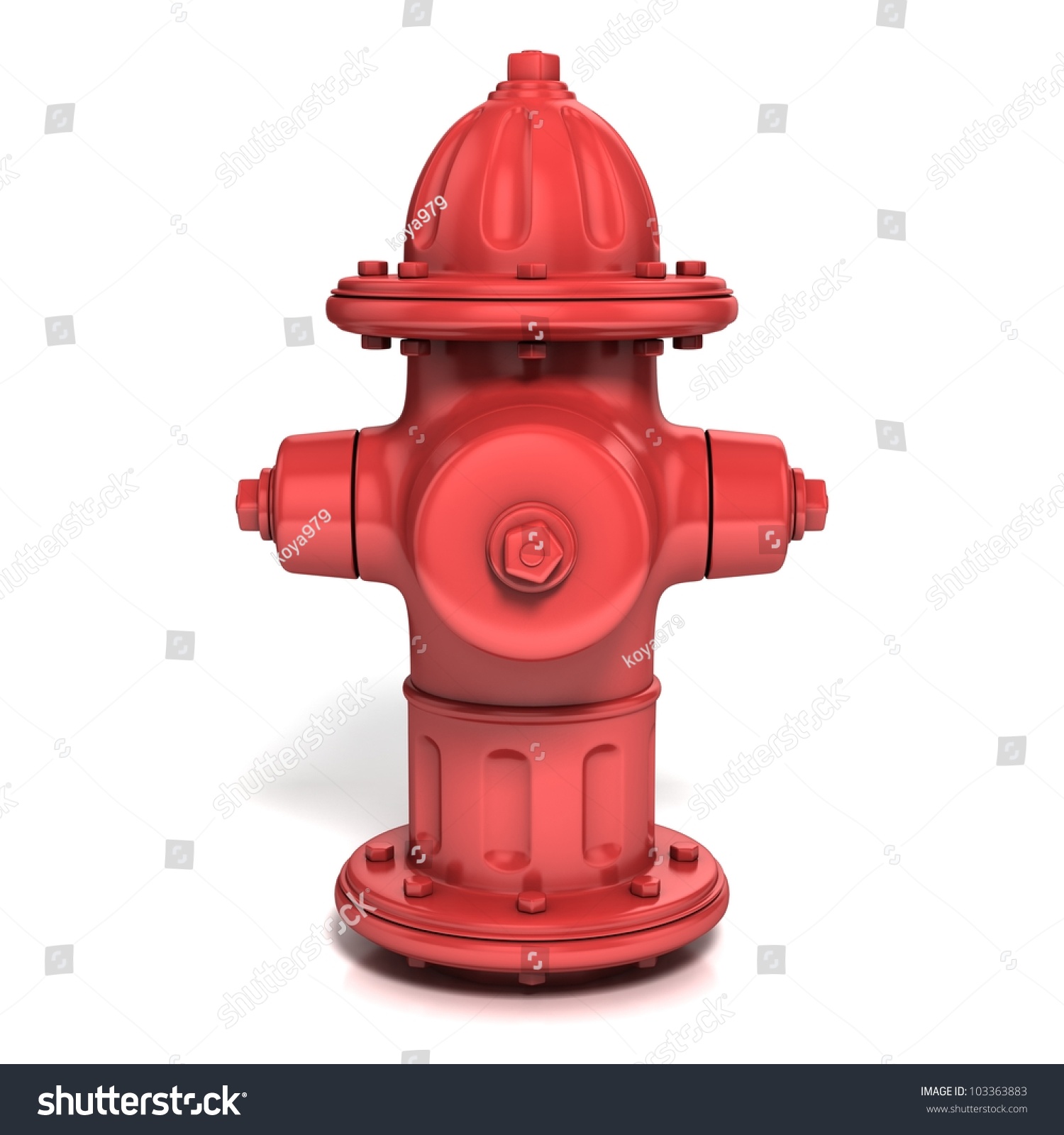 Fire Hydrant 3d Illustration Isolated On White - Front View - 103363883 ...