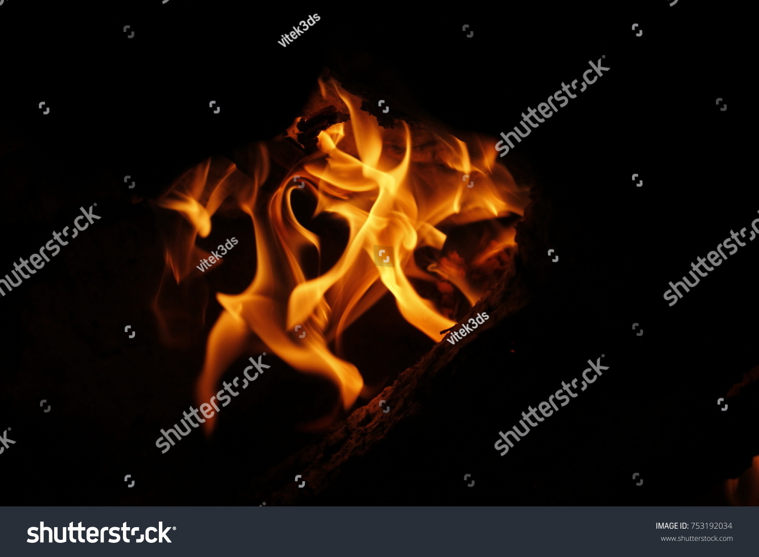 Fire Languages Flame Night Fire Stock Photo (Edit Now) 753192034