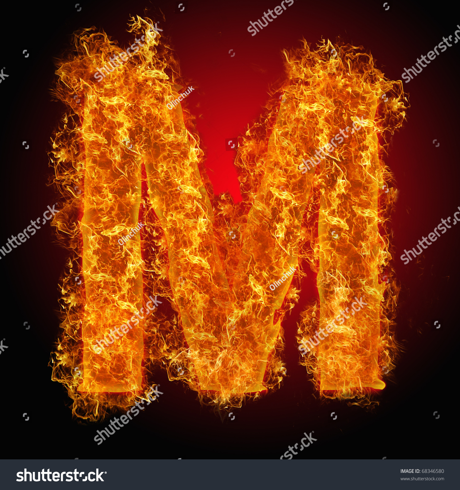 Fire Letter M On A Black Background Stock Photo 68346580 : Shutterstock