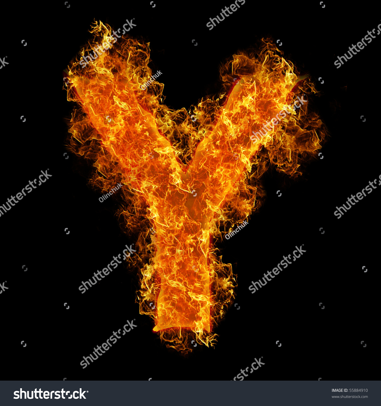 Fire Letter Y On Black Background Stock Illustration 55884910 ...