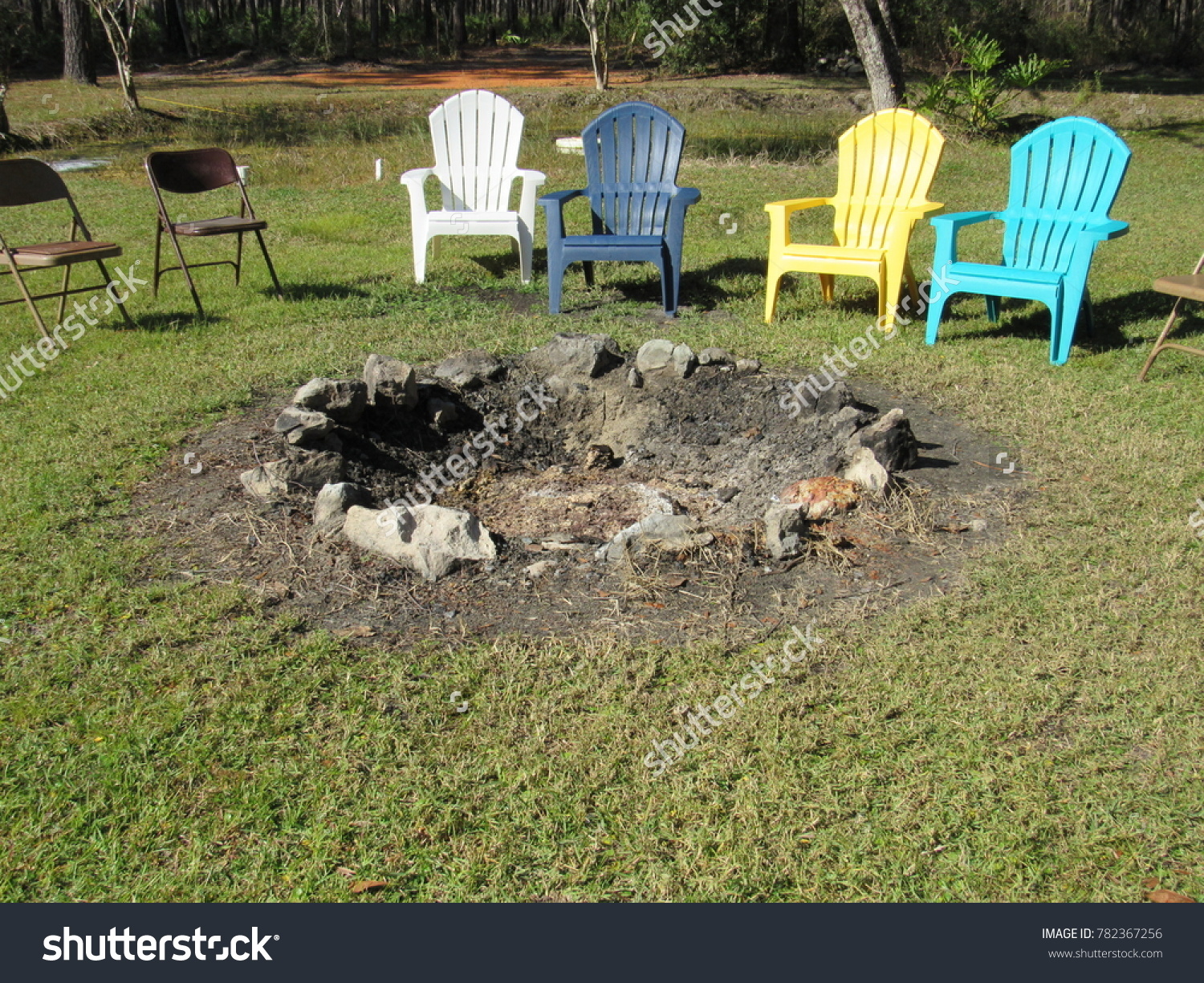 Fire Pit Chairs Grass Stock Photo Edit Now 782367256