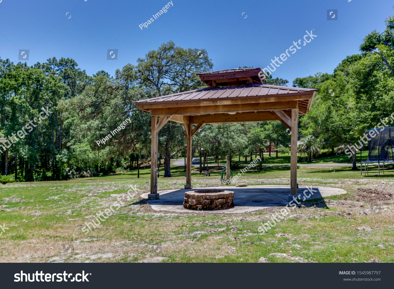Fire Pit Wooden Canopy Stock Photo (Edit Now) 1545987797