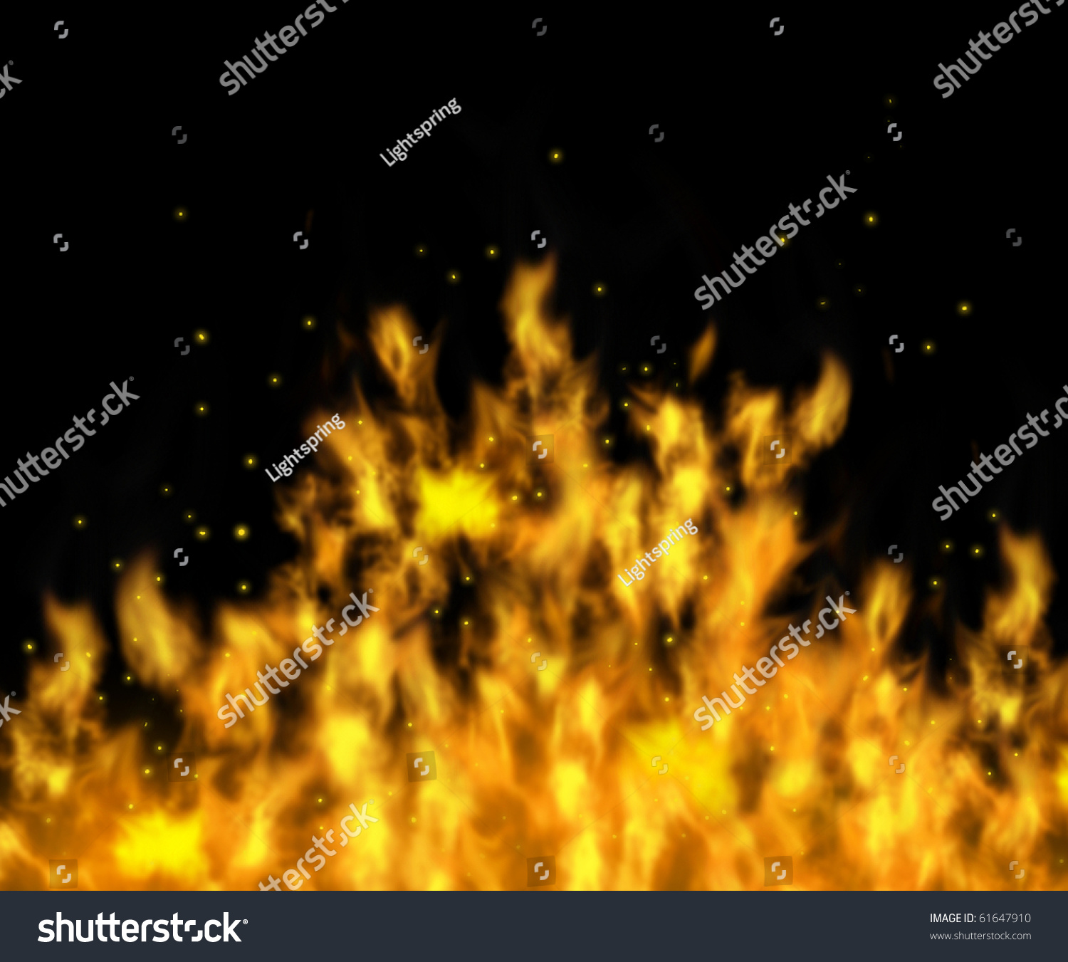 Fire Wall Rising Hot Flames With Sparks Heat Red Orange Stock Photo ...