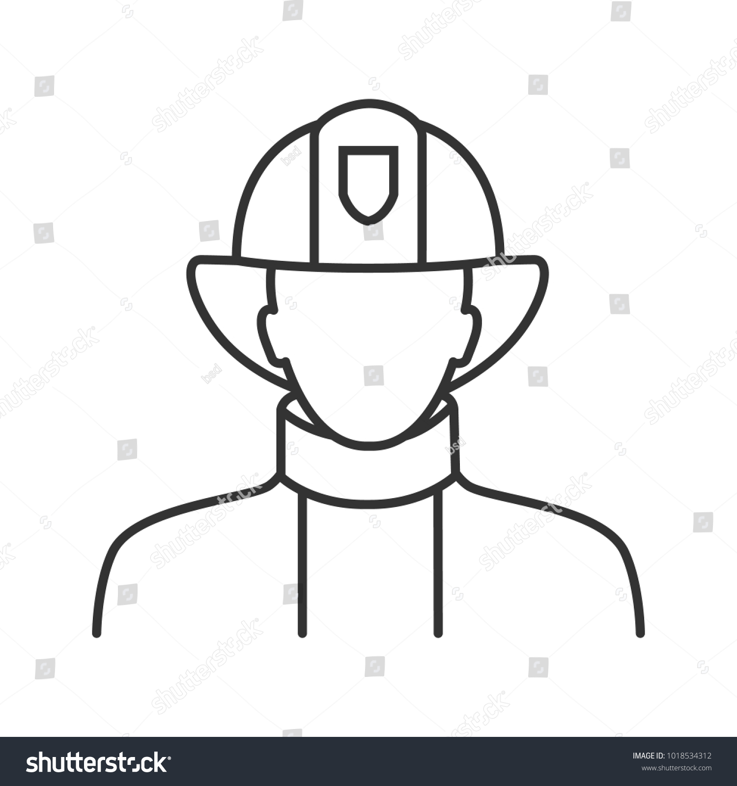 Firefighter Linear Icon Fireman Thin Line Stock Illustration 1018534312 ...